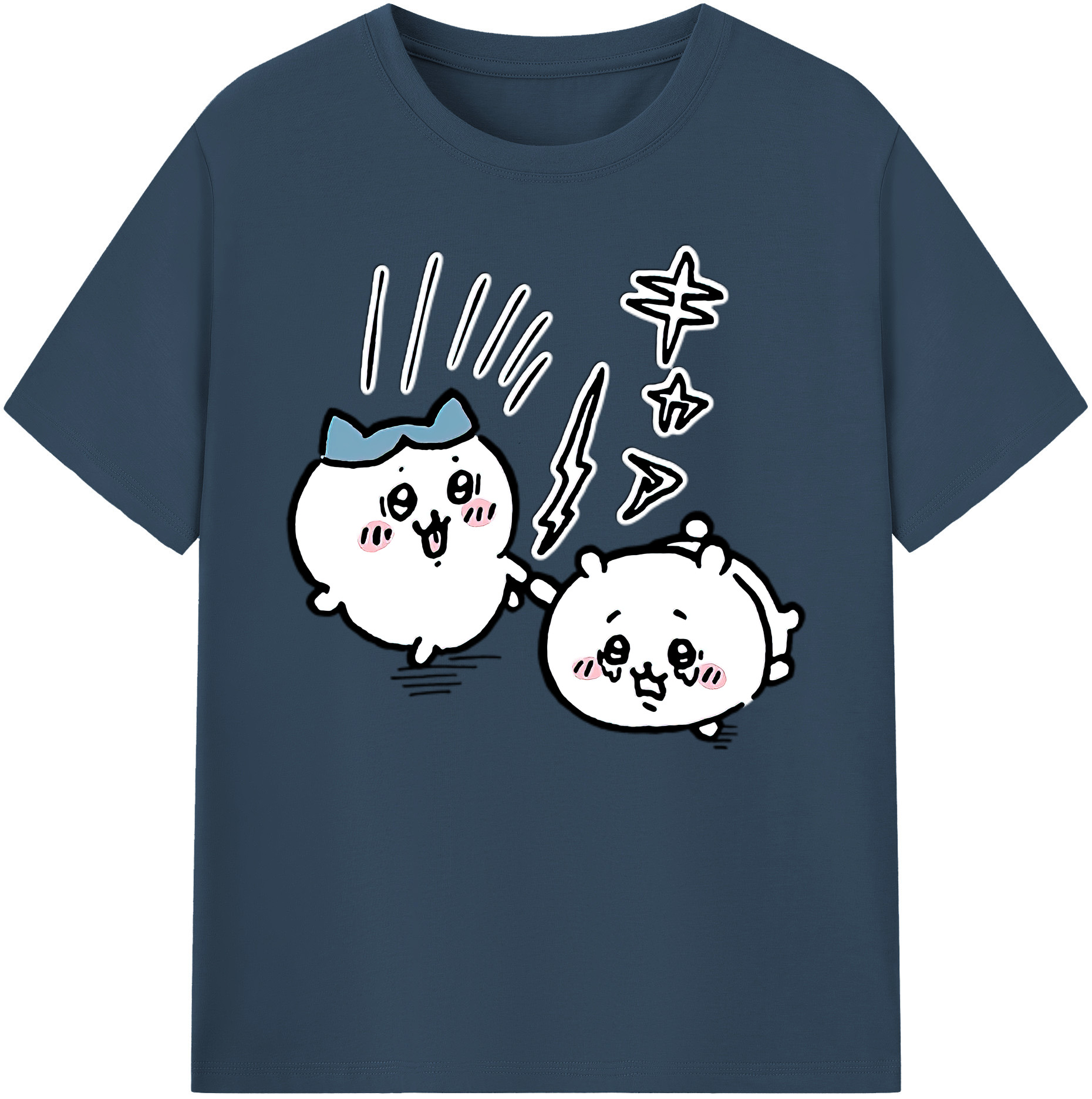 （画像用） ちいかわ ハチワレ Chii-kawa hachiware 綿100％ メンズ半袖Tシャツ｜肌触りやわらか＆通気性