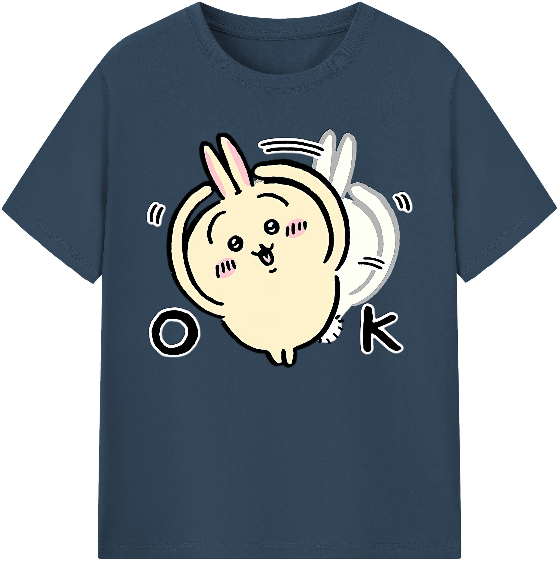 （画像用） ちいかわ うさぎ Chii-kawa usagi 綿100％ メンズ半袖Tシャツ｜肌触りやわらか＆通気性