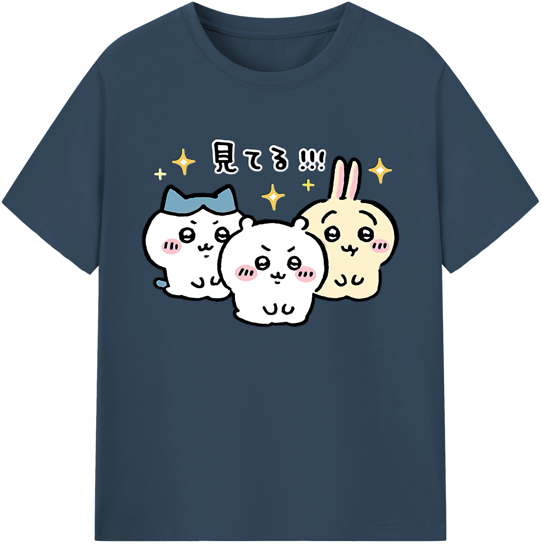 （画像用） ちいかわ ハチワレ Chii-kawa hachiware 綿100％ メンズ半袖Tシャツ｜肌触りやわらか＆通気性
