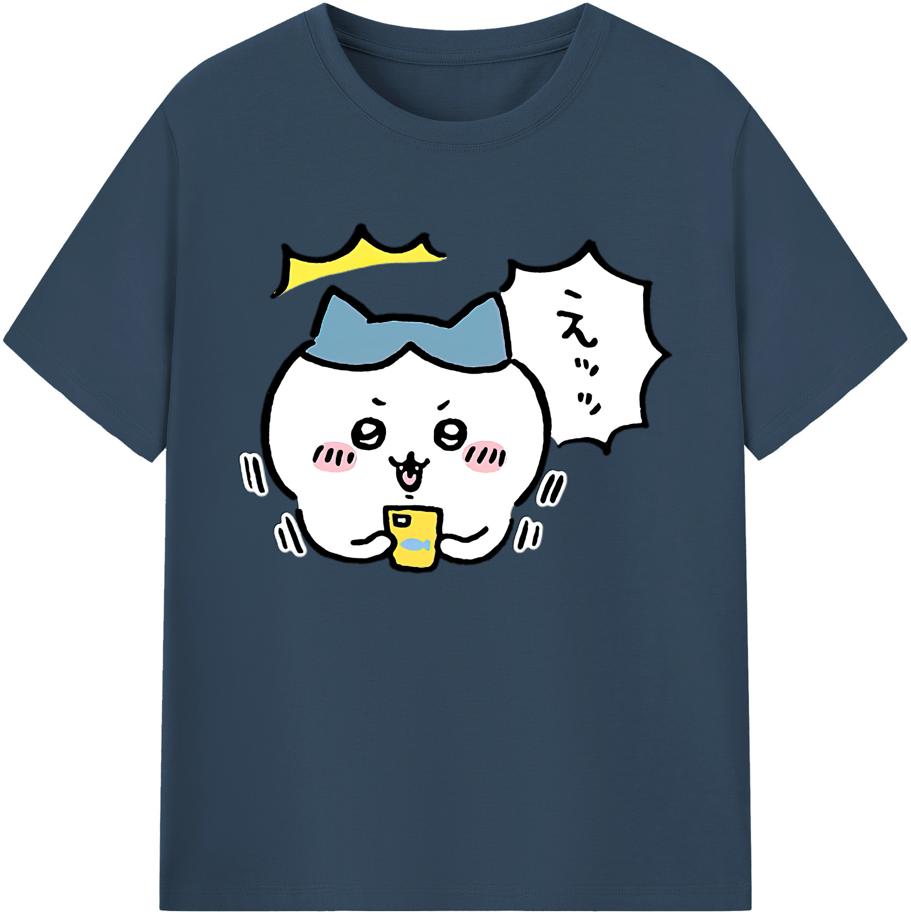 （画像用） ちいかわ ハチワレ Chii-kawa hachiware 綿100％ メンズ半袖Tシャツ｜肌触りやわらか＆通気性