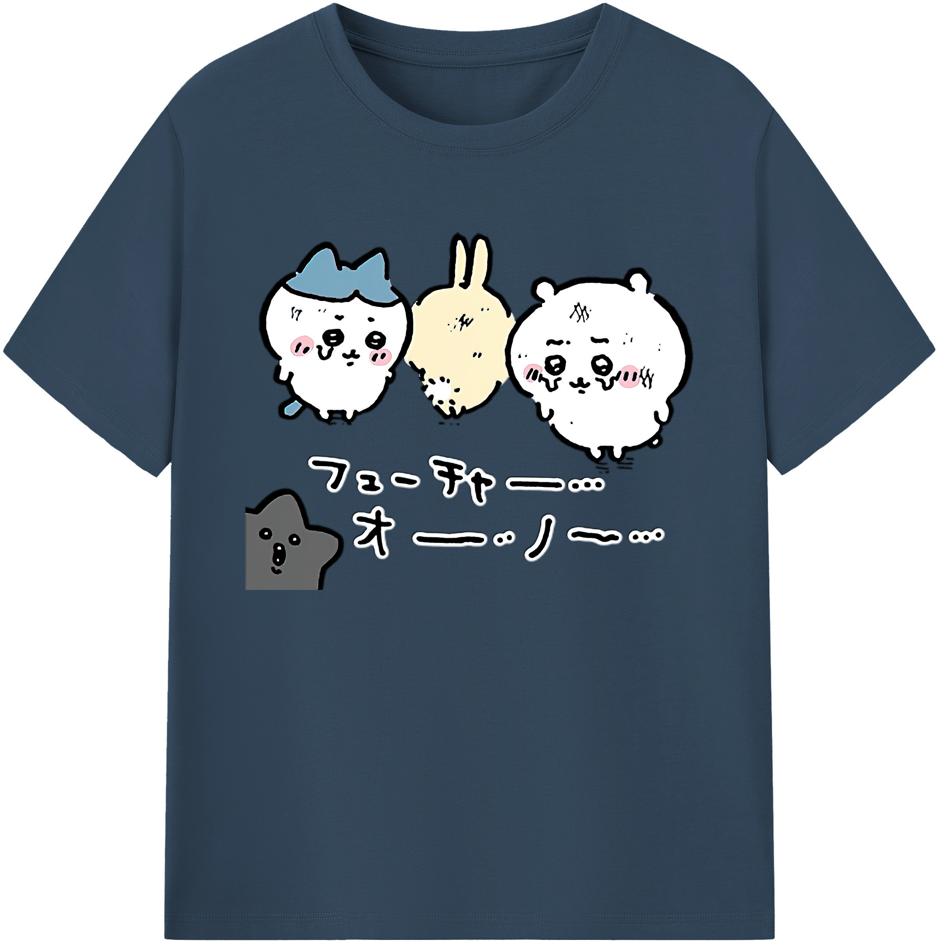 （画像用） ちいかわ ハチワレ Chii-kawa hachiware 綿100％ メンズ半袖Tシャツ｜肌触りやわらか＆通気性