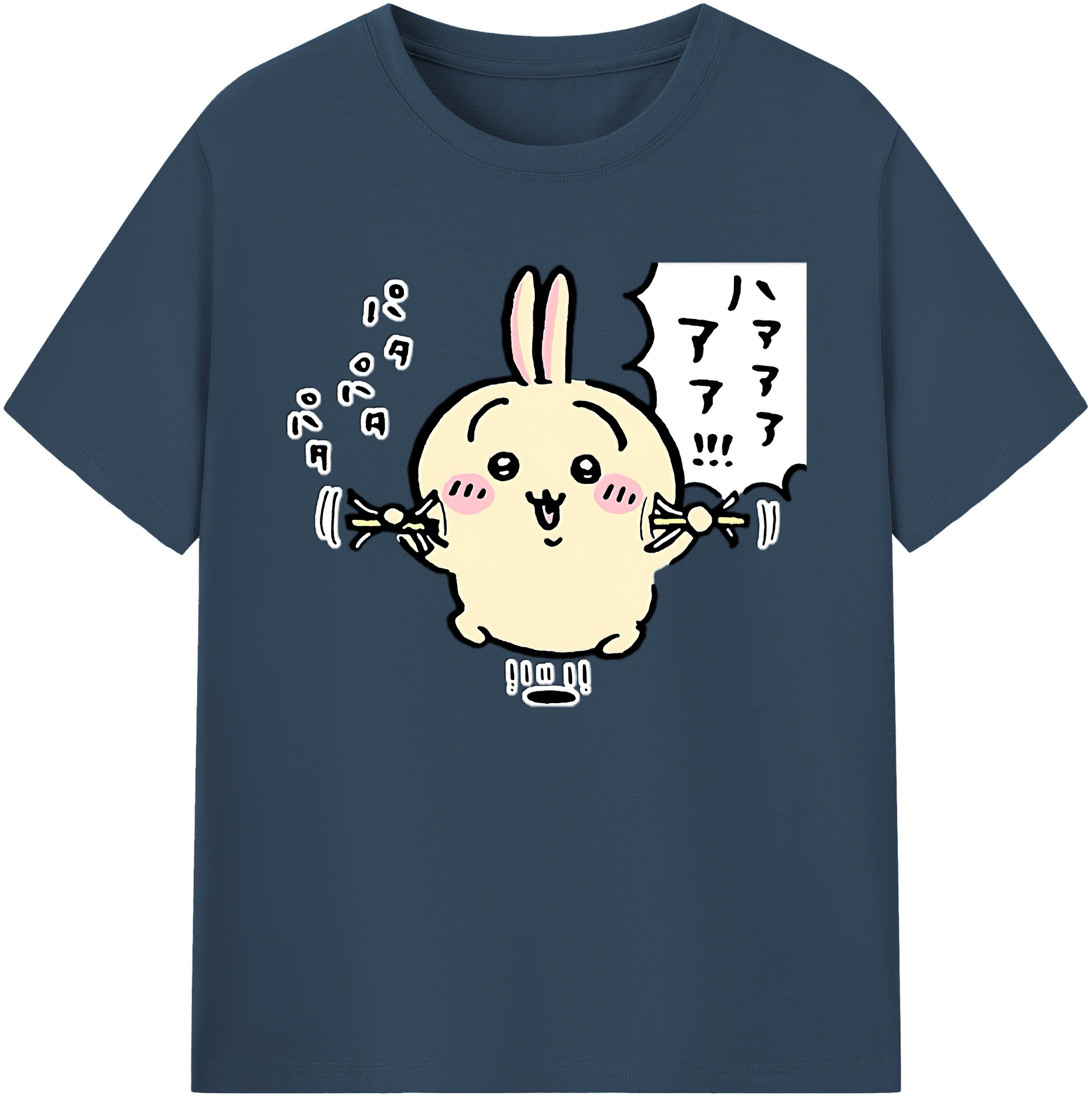 （画像用） ちいかわ うさぎ Chii-kawa usagi 綿100％ メンズ半袖Tシャツ｜肌触りやわらか＆通気性