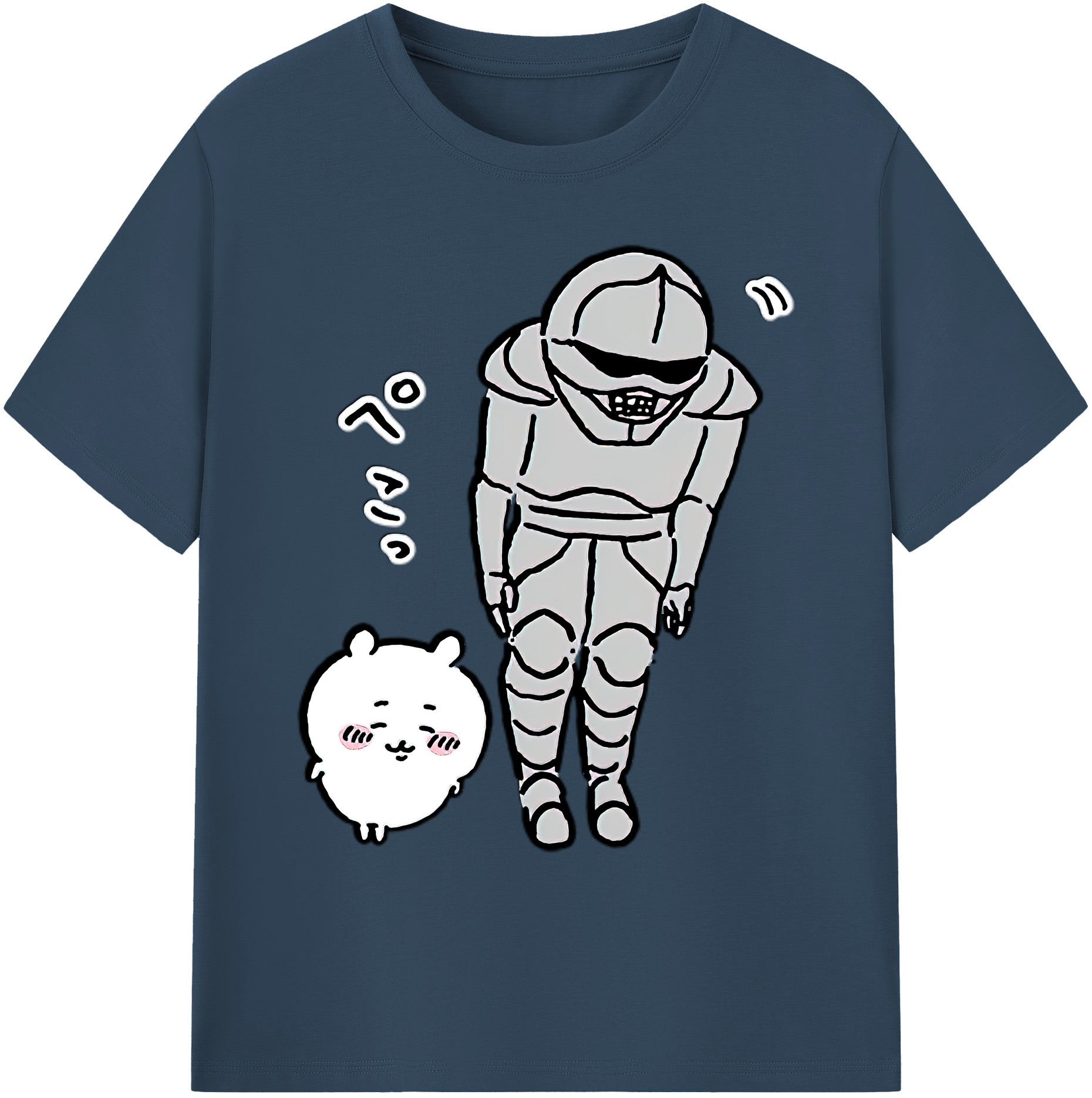 （画像用） ちいかわ 労働の鎧さん Chii-kawa Mr. Armor of Labor 綿100％ メンズ半袖Tシャツ｜肌触りやわらか＆通気性