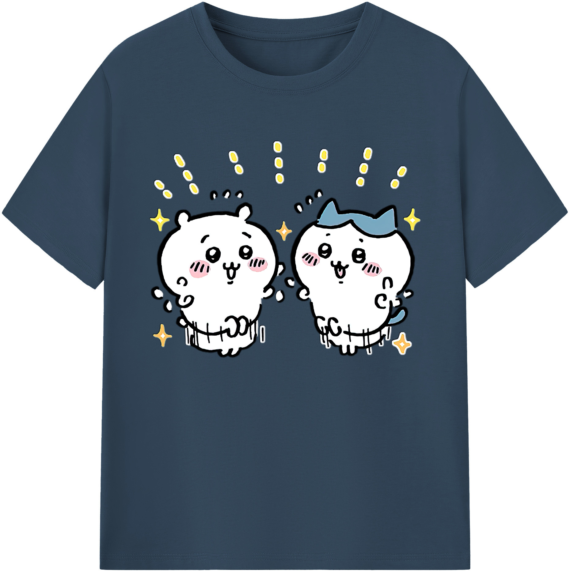 （画像用） ちいかわ ハチワレ Chii-kawa hachiware 綿100％ メンズ半袖Tシャツ｜肌触りやわらか＆通気性
