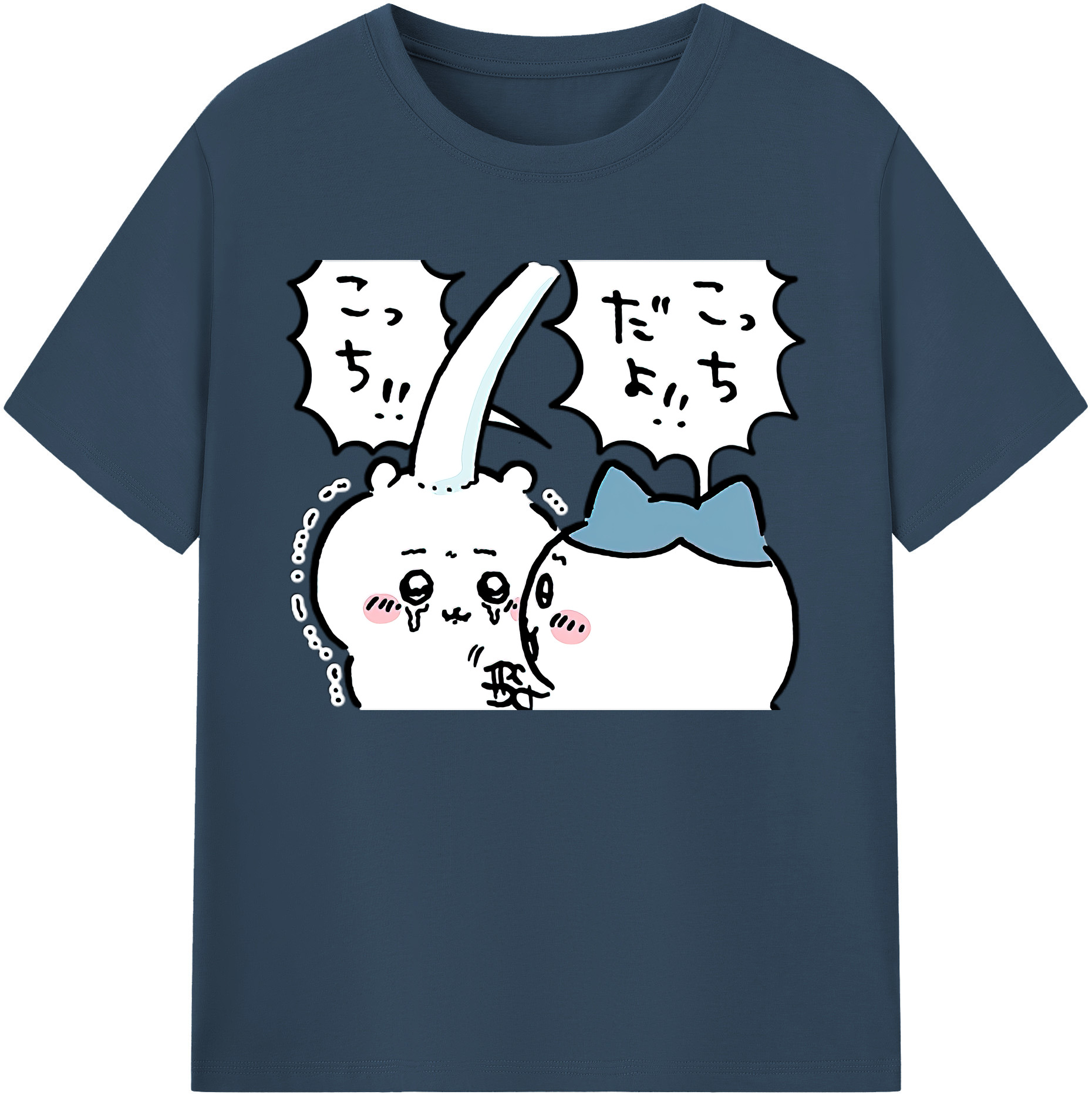 （画像用） ちいかわ ハチワレ Chii-kawa hachiware 綿100％ メンズ半袖Tシャツ｜肌触りやわらか＆通気性