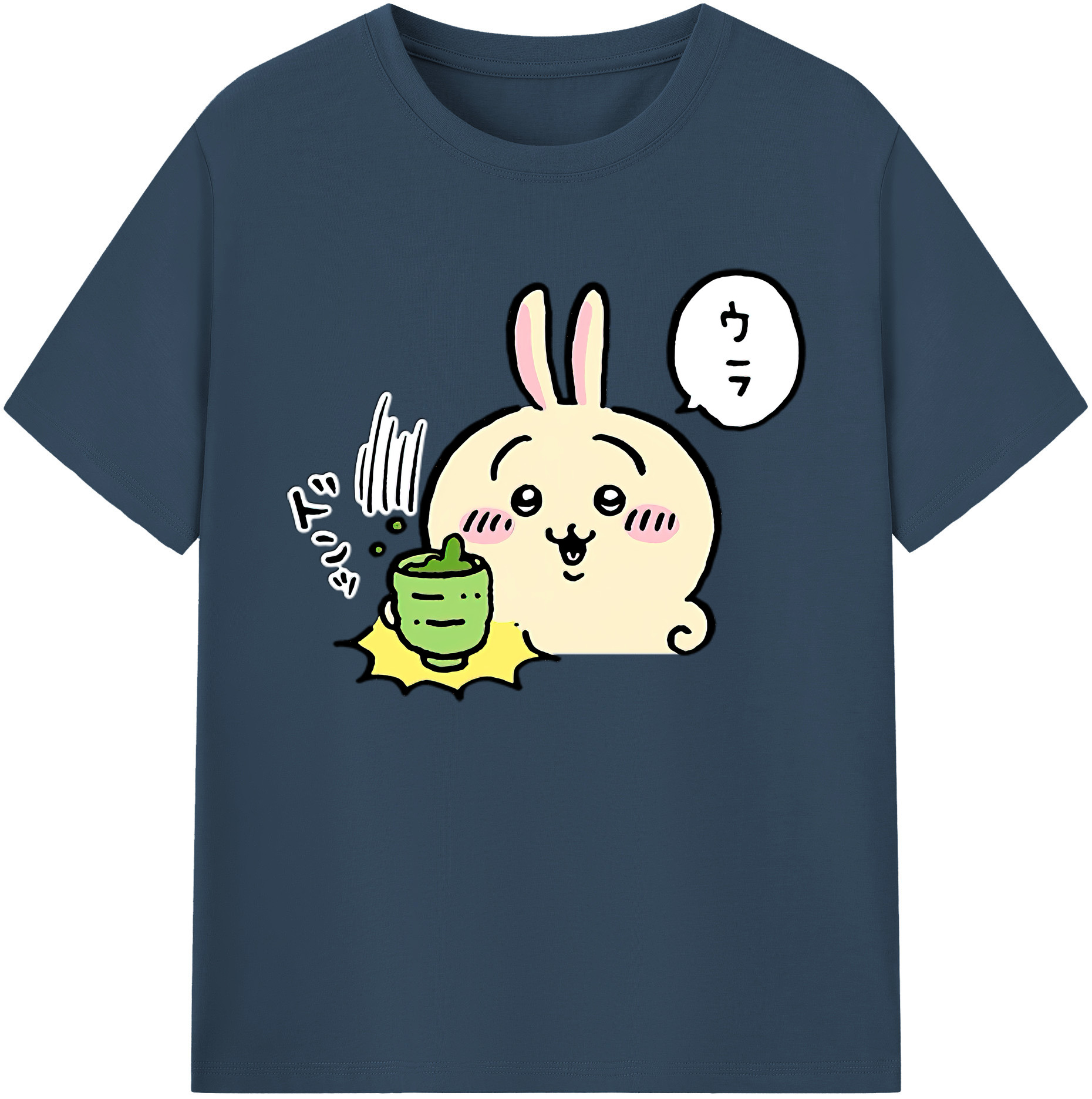 （画像用） ちいかわ うさぎ Chii-kawa usagi 綿100％ メンズ半袖Tシャツ｜肌触りやわらか＆通気性