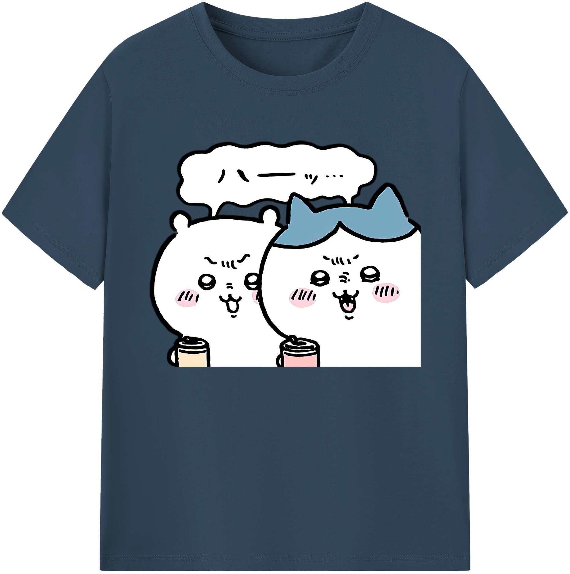 （画像用） ちいかわ ハチワレ Chii-kawa hachiware 綿100％ メンズ半袖Tシャツ｜肌触りやわらか＆通気性