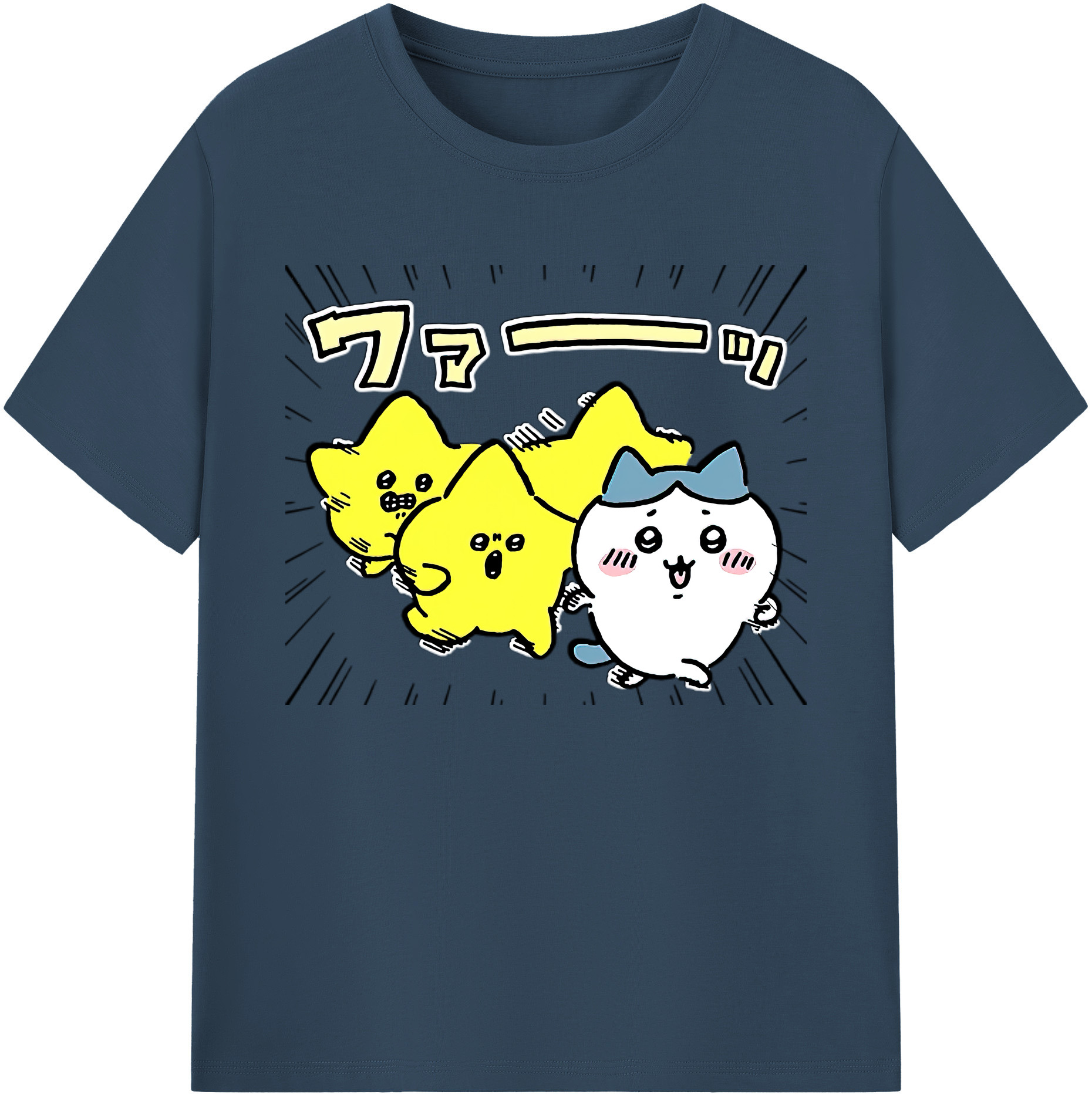 （画像用） ちいかわ 流れ星 Chii-kawa Shooting star 綿100％ メンズ半袖Tシャツ｜肌触りやわらか＆通気性