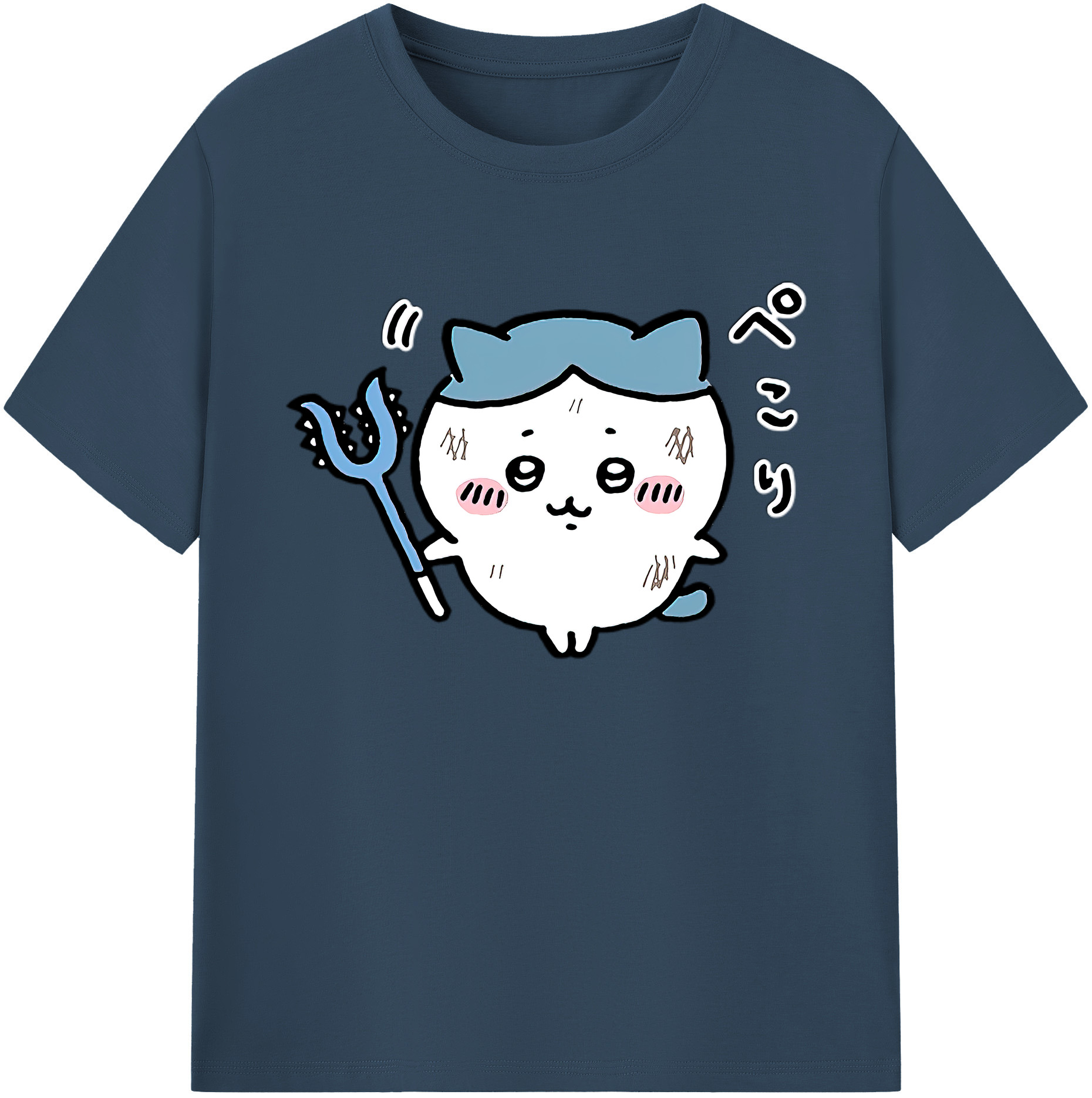 （画像用） ちいかわ ハチワレ Chii-kawa hachiware 綿100％ メンズ半袖Tシャツ｜肌触りやわらか＆通気性