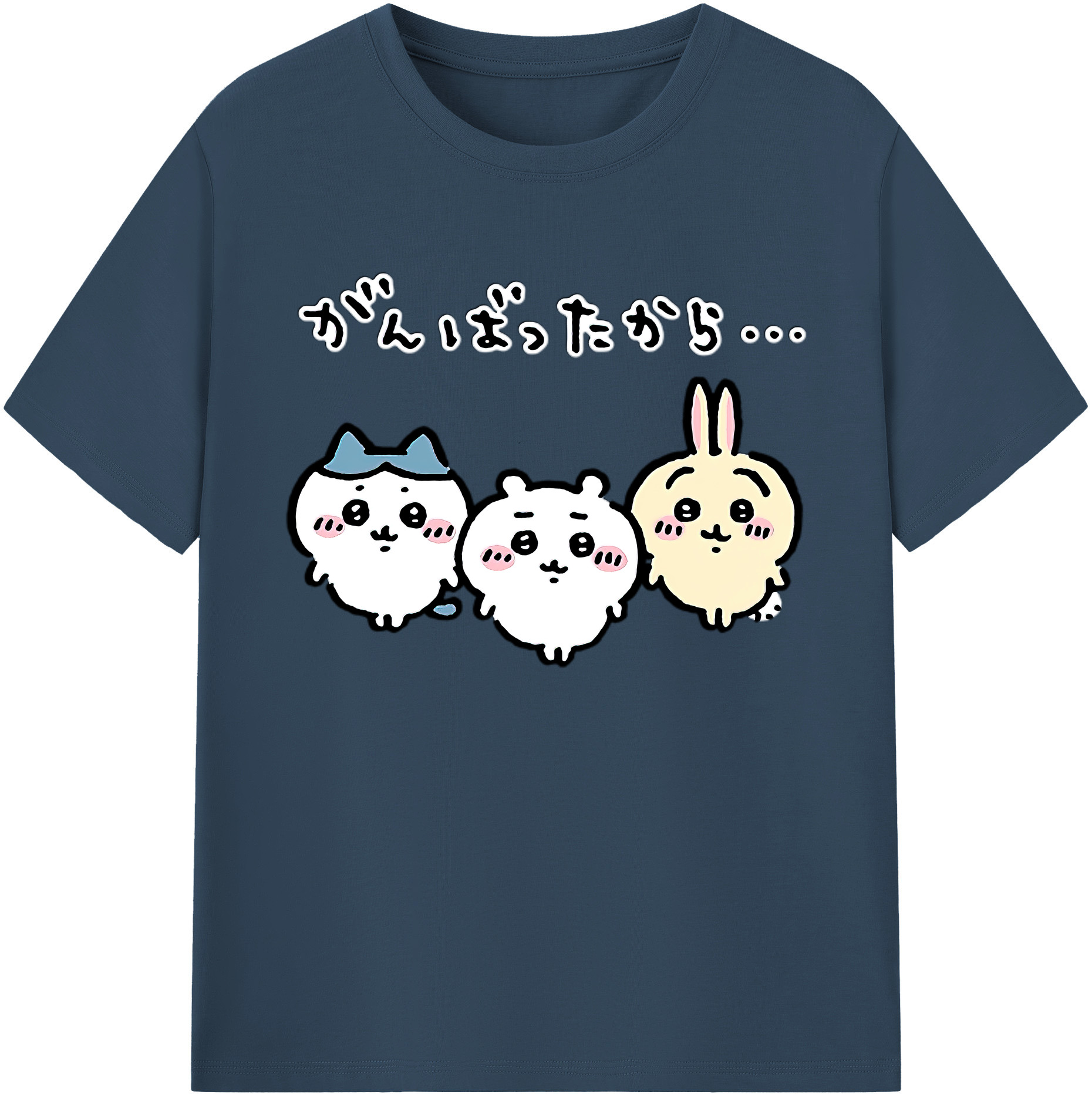 （画像用） ちいかわ ハチワレ Chii-kawa hachiware 綿100％ メンズ半袖Tシャツ｜肌触りやわらか＆通気性