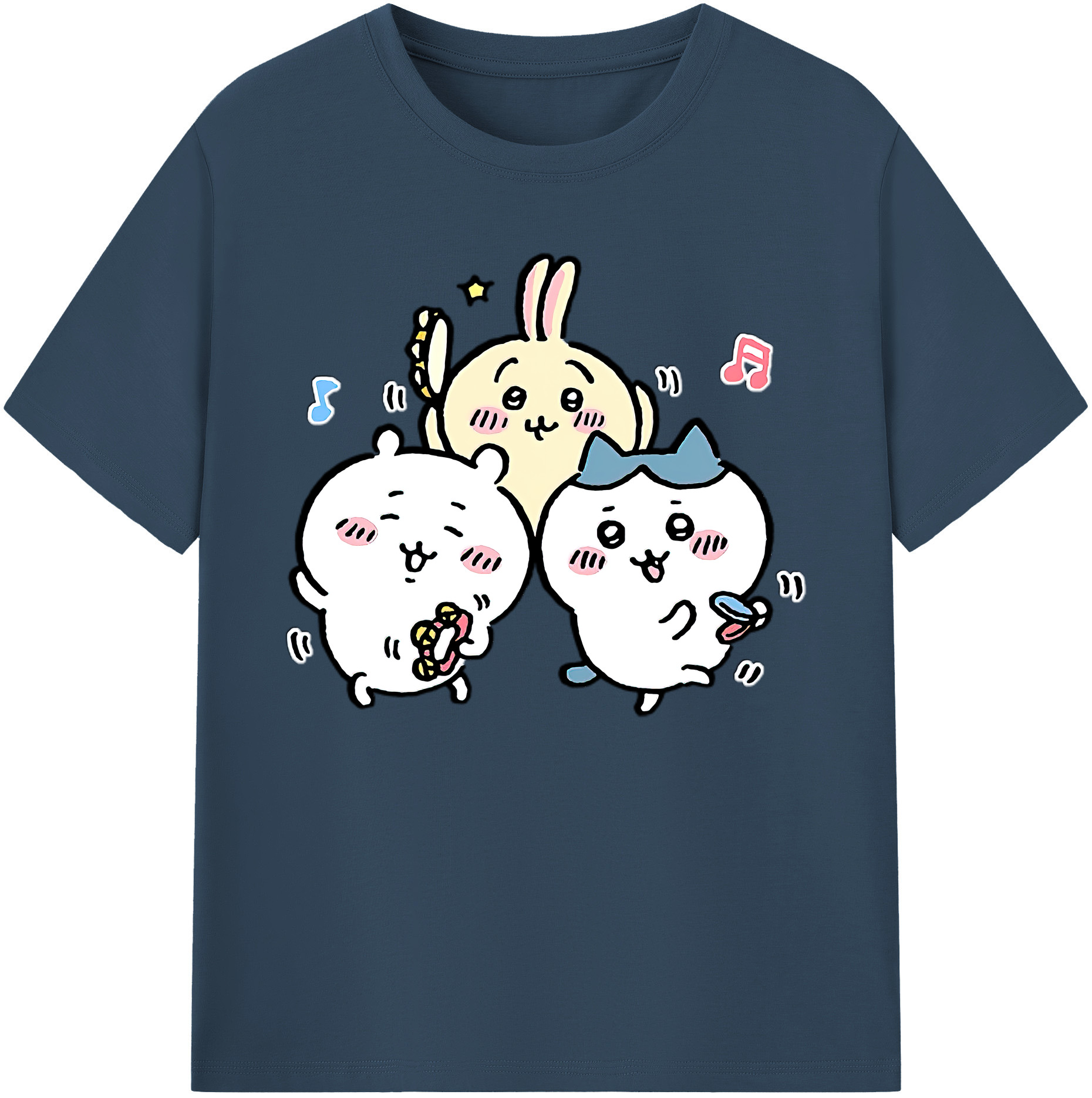 （画像用） ちいかわ ハチワレ Chii-kawa hachiware 綿100％ メンズ半袖Tシャツ｜肌触りやわらか＆通気性