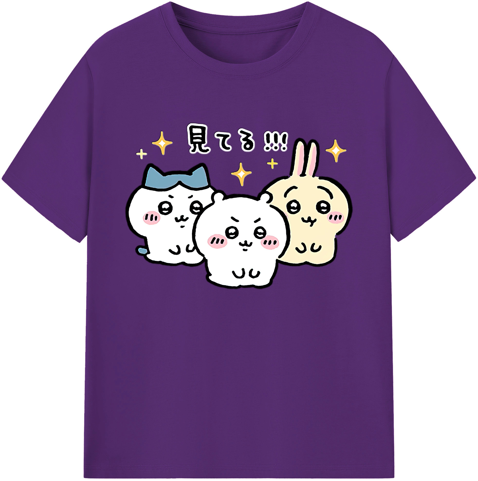 （画像用） ちいかわ ハチワレ Chii-kawa hachiware 綿100％ メンズ半袖Tシャツ｜肌触りやわらか＆通気性