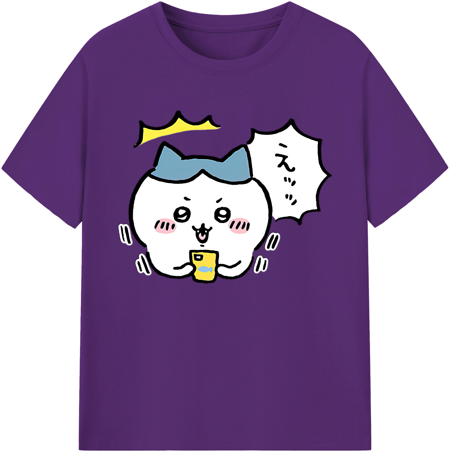 （画像用） ちいかわ ハチワレ Chii-kawa hachiware 綿100％ メンズ半袖Tシャツ｜肌触りやわらか＆通気性