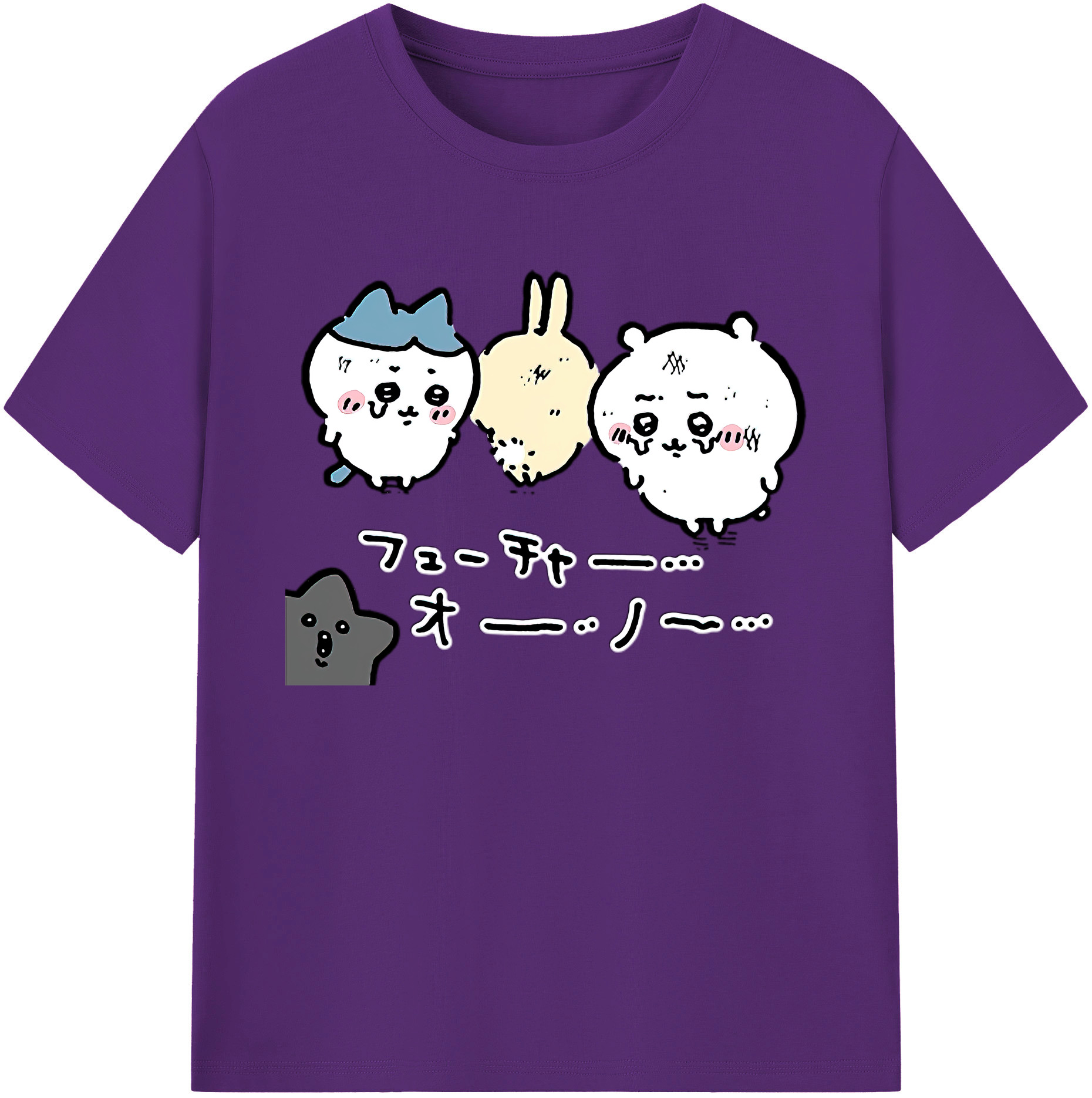 （画像用） ちいかわ ハチワレ Chii-kawa hachiware 綿100％ メンズ半袖Tシャツ｜肌触りやわらか＆通気性