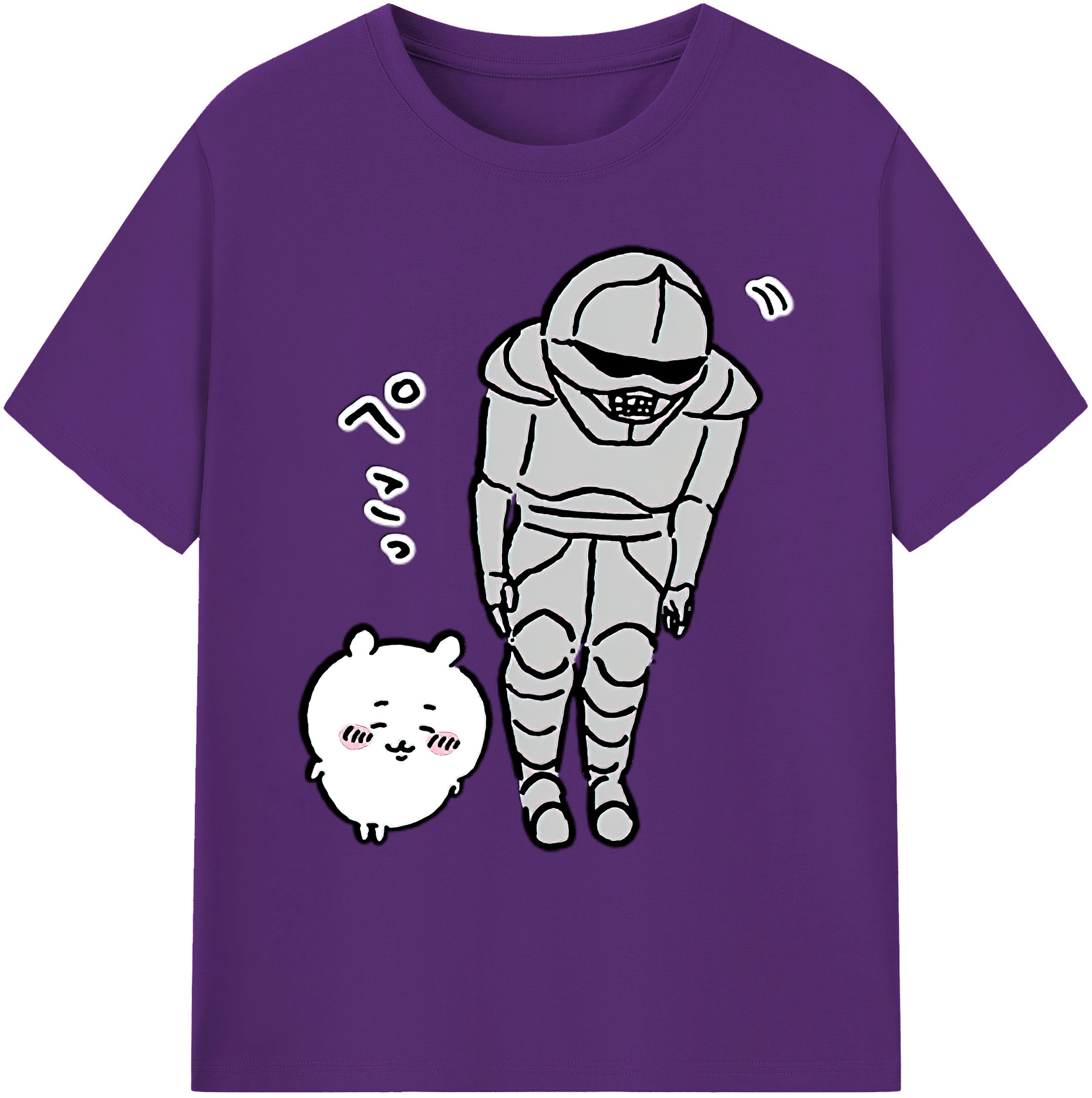 （画像用） ちいかわ 労働の鎧さん Chii-kawa Mr. Armor of Labor 綿100％ メンズ半袖Tシャツ｜肌触りやわらか＆通気性