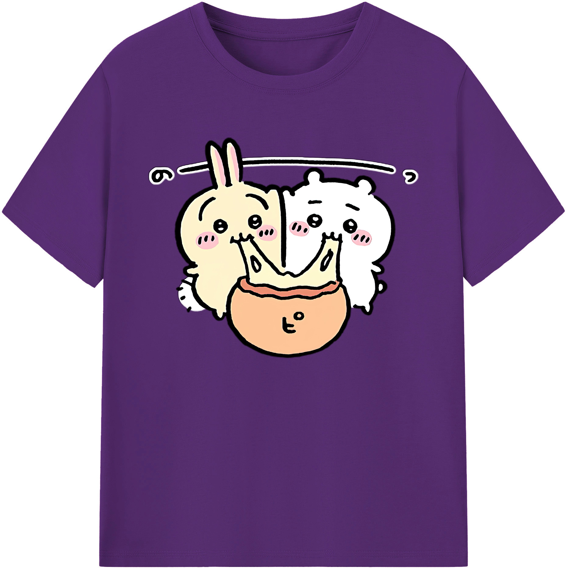 （画像用） ちいかわ うさぎ Chii-kawa usagi 綿100％ メンズ半袖Tシャツ｜肌触りやわらか＆通気性