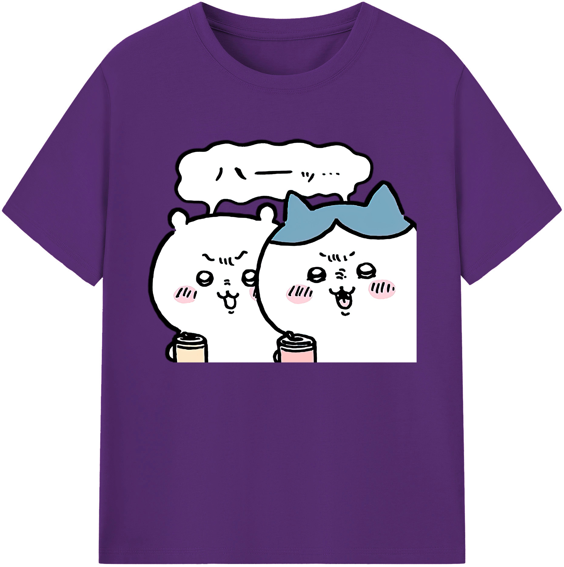 （画像用） ちいかわ ハチワレ Chii-kawa hachiware 綿100％ メンズ半袖Tシャツ｜肌触りやわらか＆通気性
