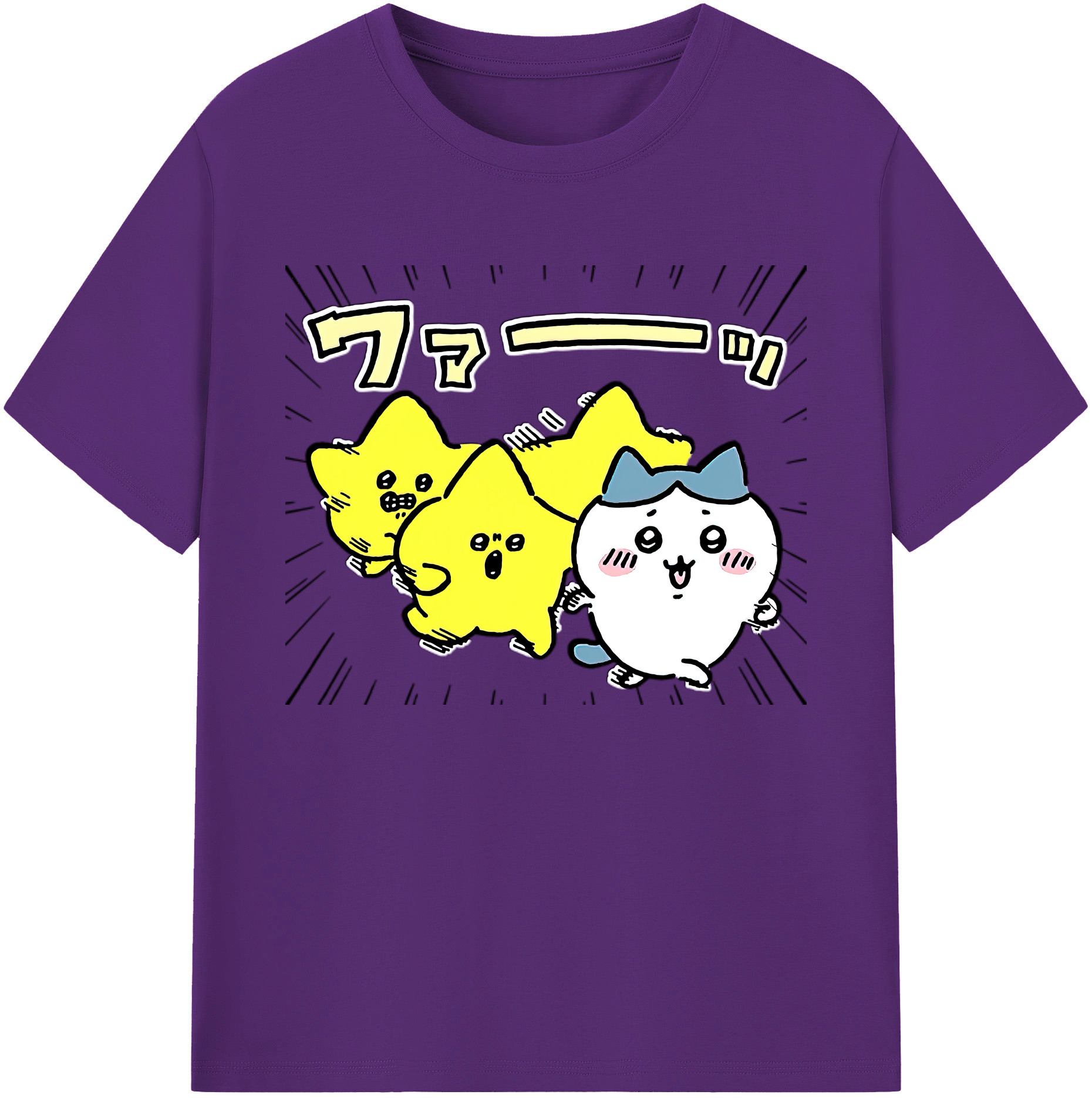 （画像用） ちいかわ 流れ星 Chii-kawa Shooting star 綿100％ メンズ半袖Tシャツ｜肌触りやわらか＆通気性