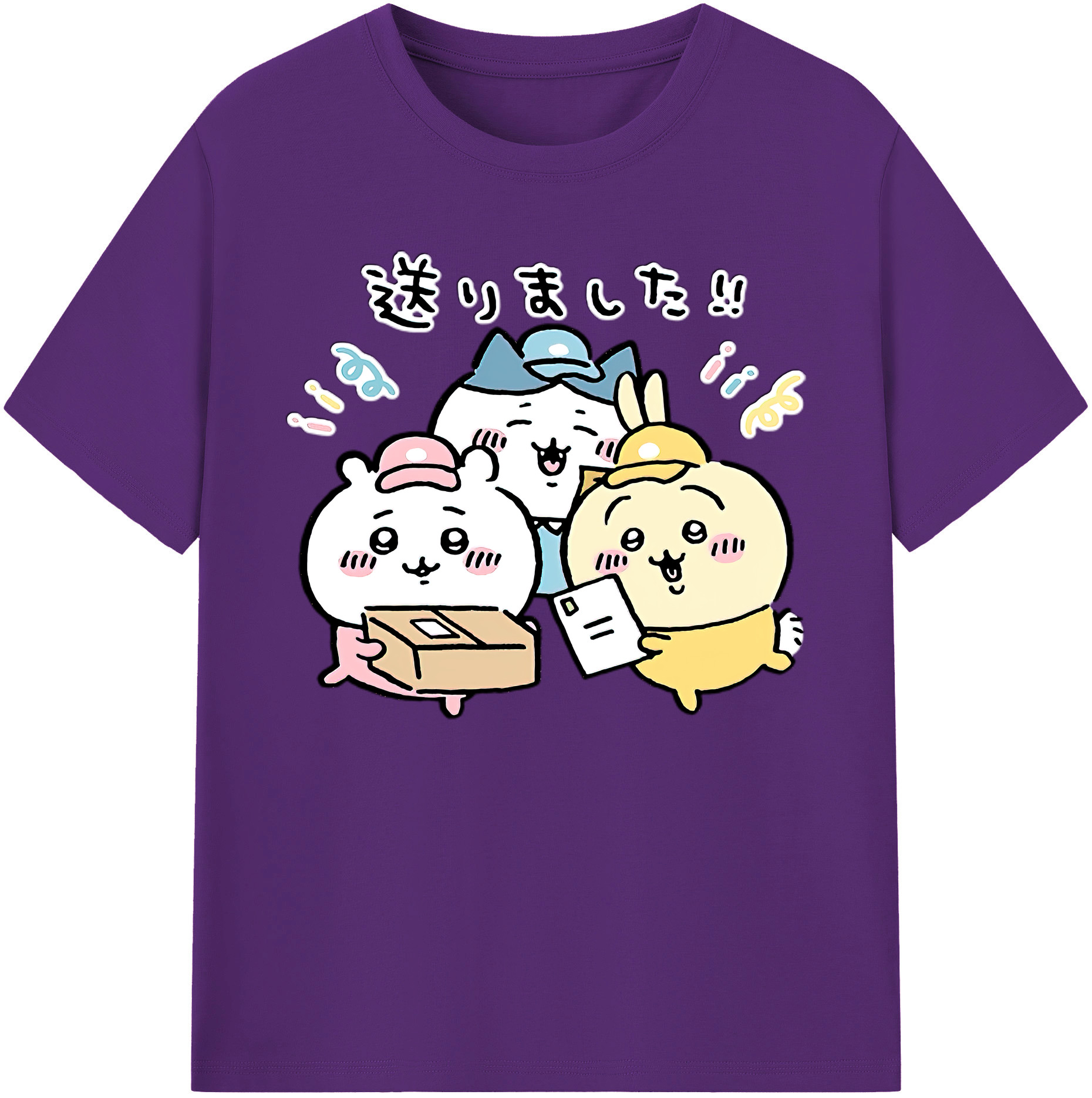 （画像用） ちいかわ ハチワレ Chii-kawa hachiware 綿100％ メンズ半袖Tシャツ｜肌触りやわらか＆通気性