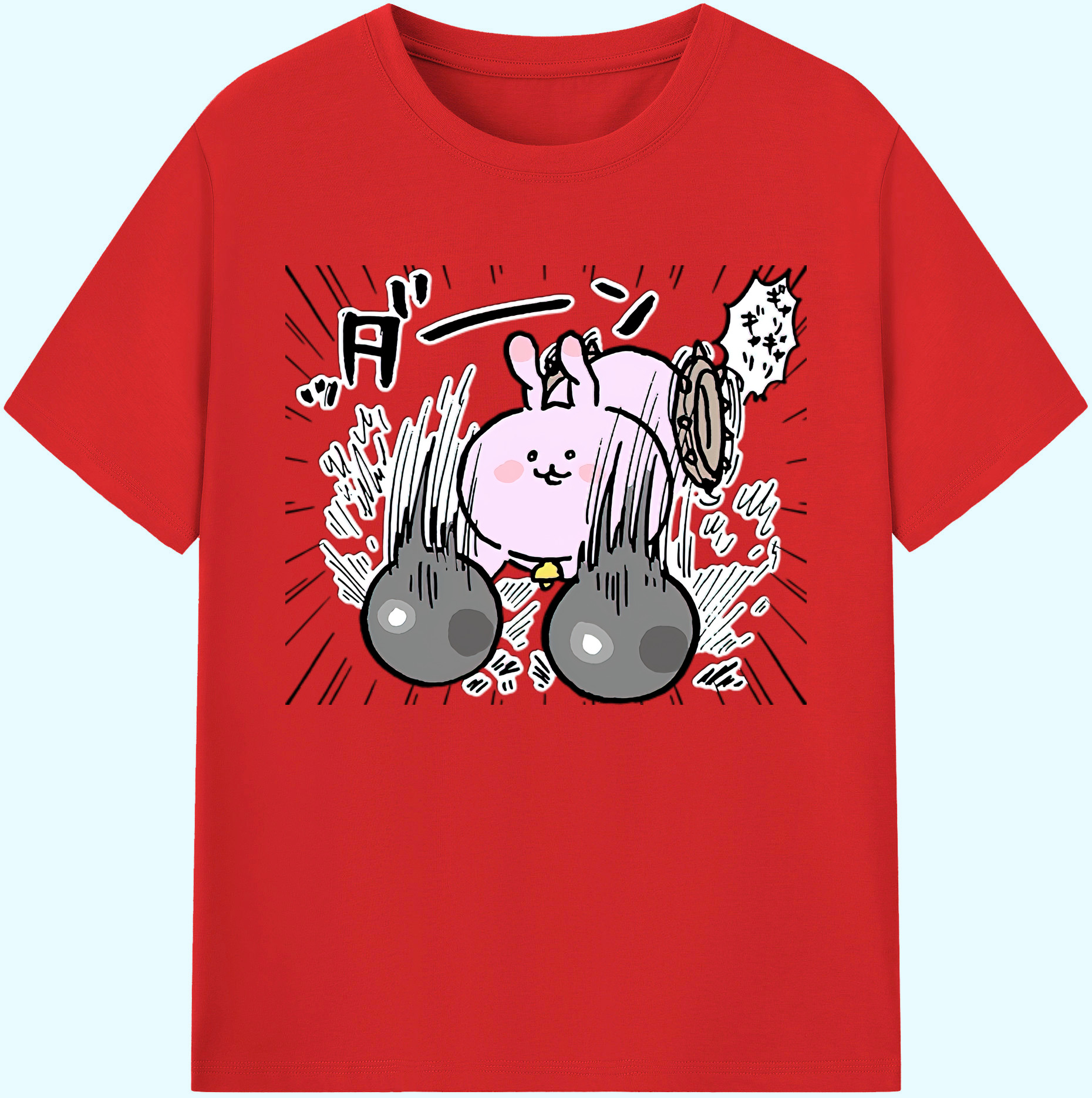 （画像用） ちいかわ うさぎ Chii-kawa usagi 綿100％ メンズ半袖Tシャツ｜肌触りやわらか＆通気性
