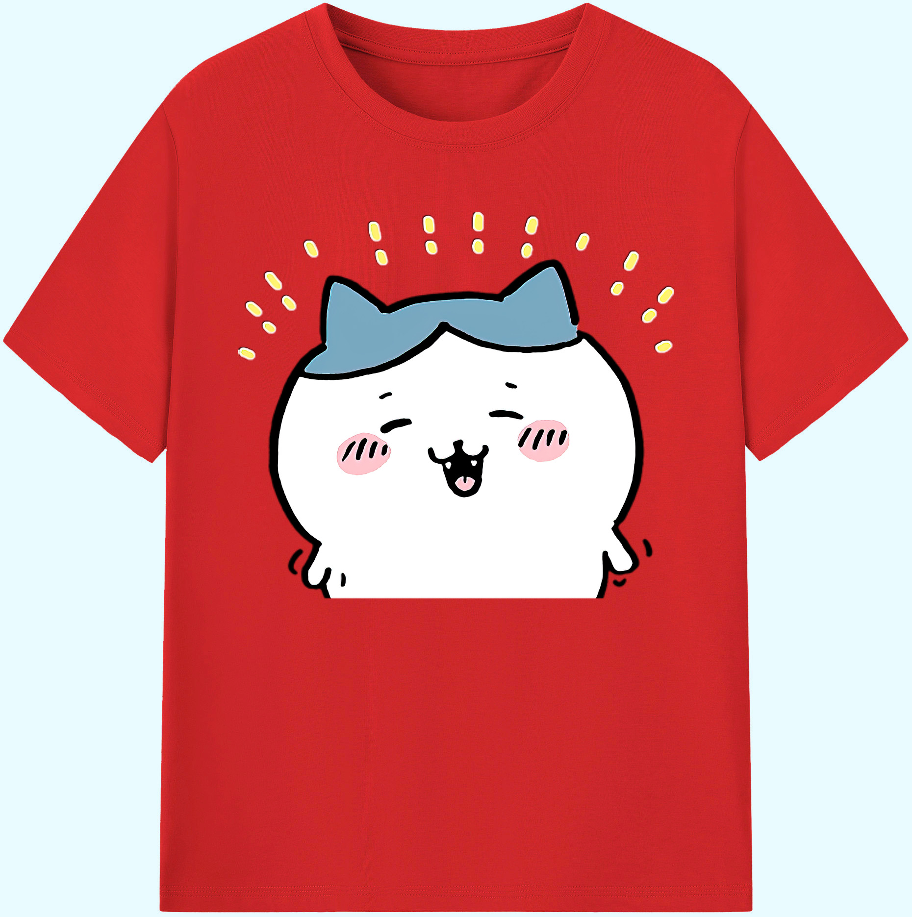 （画像用） ちいかわ ハチワレ Chii-kawa hachiware 綿100％ メンズ半袖Tシャツ｜肌触りやわらか＆通気性