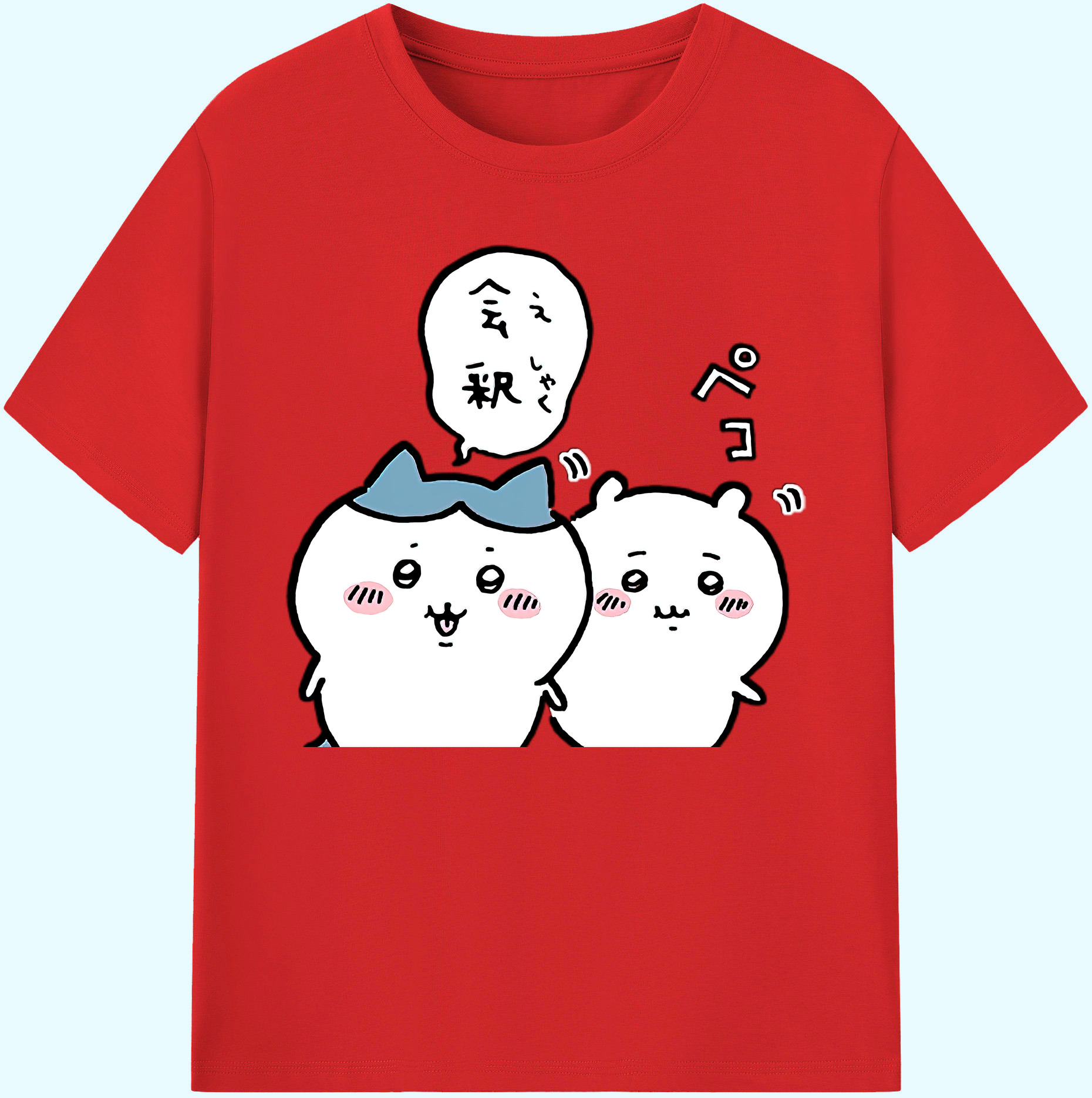 （画像用） ちいかわ ハチワレ Chii-kawa hachiware 綿100％ メンズ半袖Tシャツ｜肌触りやわらか＆通気性
