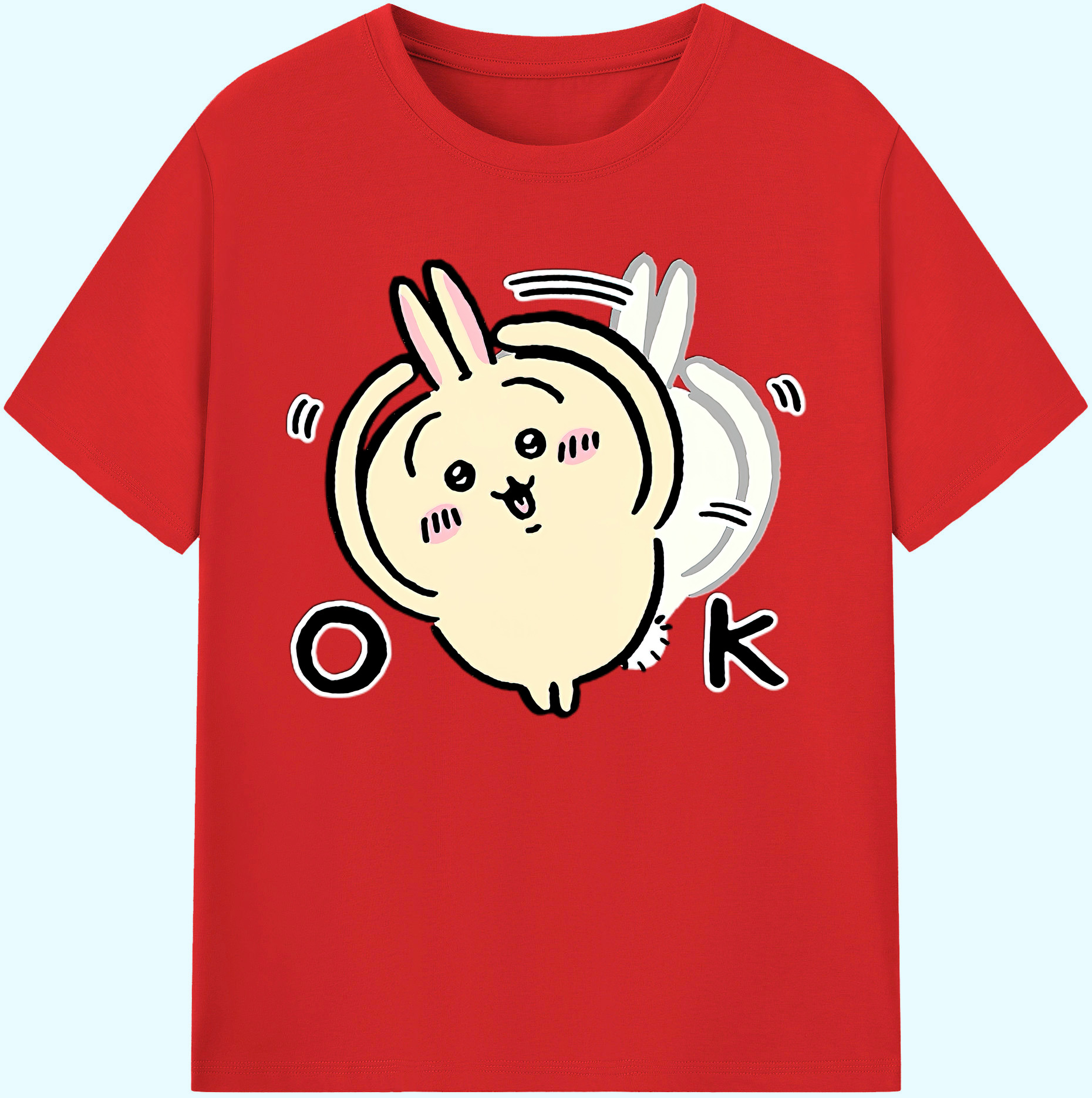 （画像用） ちいかわ うさぎ Chii-kawa usagi 綿100％ メンズ半袖Tシャツ｜肌触りやわらか＆通気性