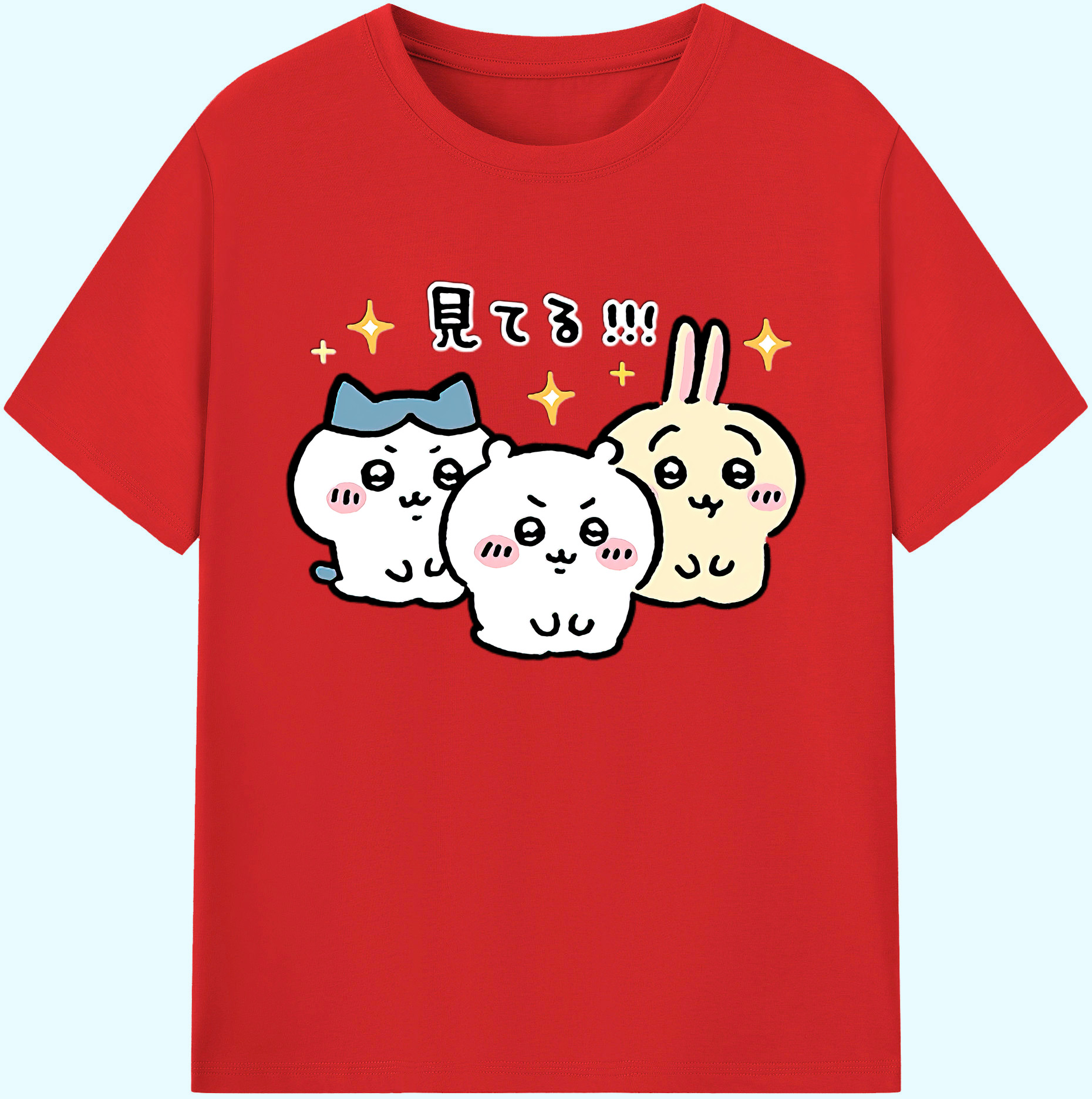 （画像用） ちいかわ ハチワレ Chii-kawa hachiware 綿100％ メンズ半袖Tシャツ｜肌触りやわらか＆通気性