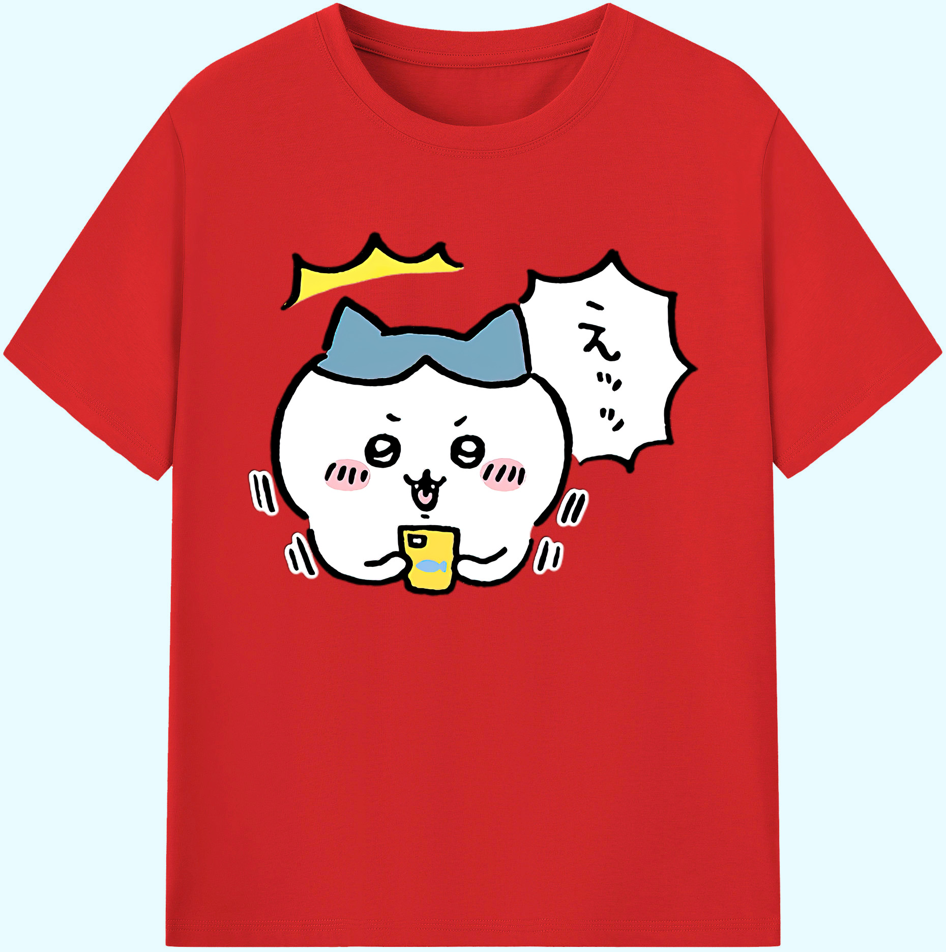（画像用） ちいかわ ハチワレ Chii-kawa hachiware 綿100％ メンズ半袖Tシャツ｜肌触りやわらか＆通気性