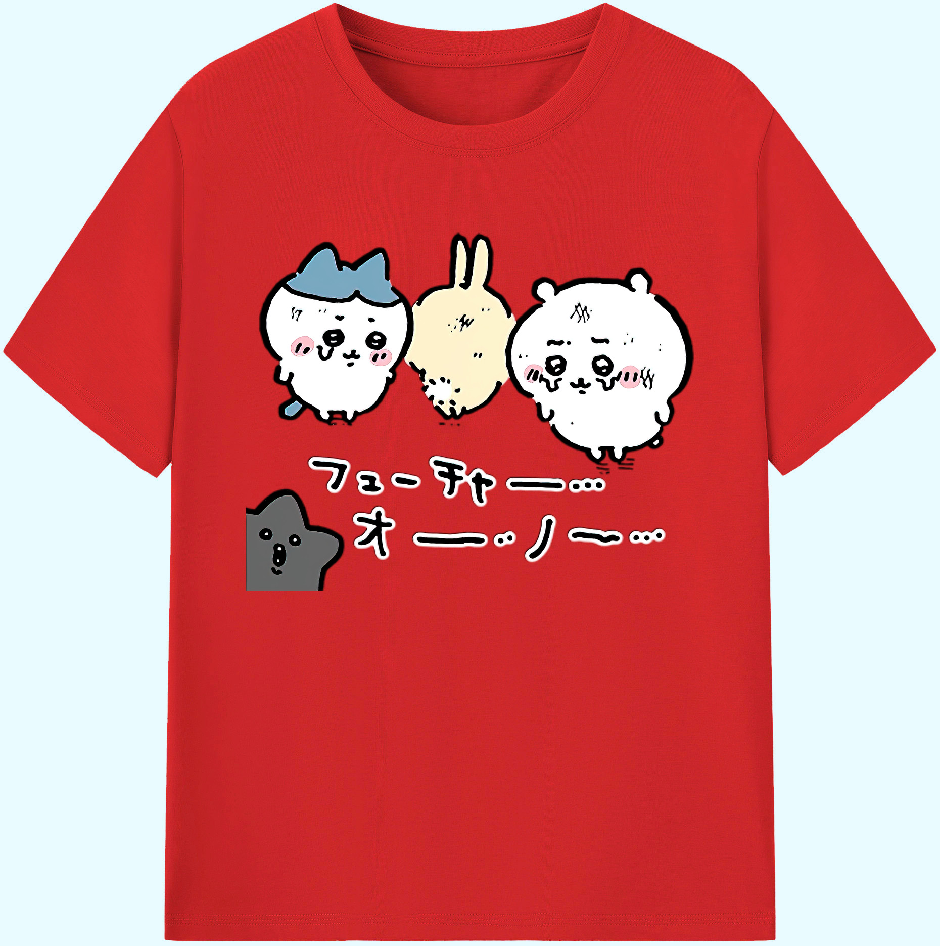 （画像用） ちいかわ ハチワレ Chii-kawa hachiware 綿100％ メンズ半袖Tシャツ｜肌触りやわらか＆通気性