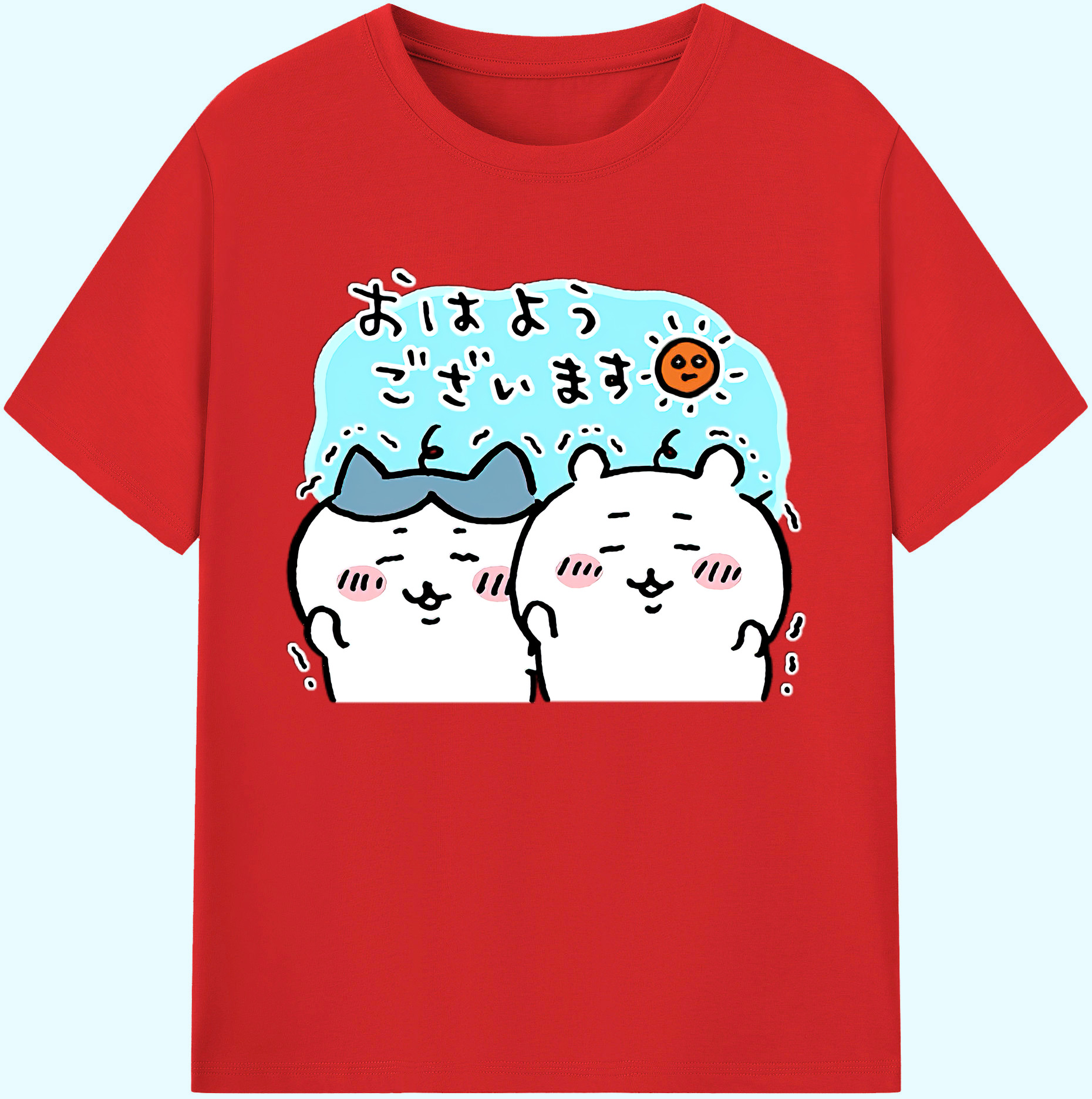 （画像用） ちいかわ ハチワレ Chii-kawa hachiware 綿100％ メンズ半袖Tシャツ｜肌触りやわらか＆通気性