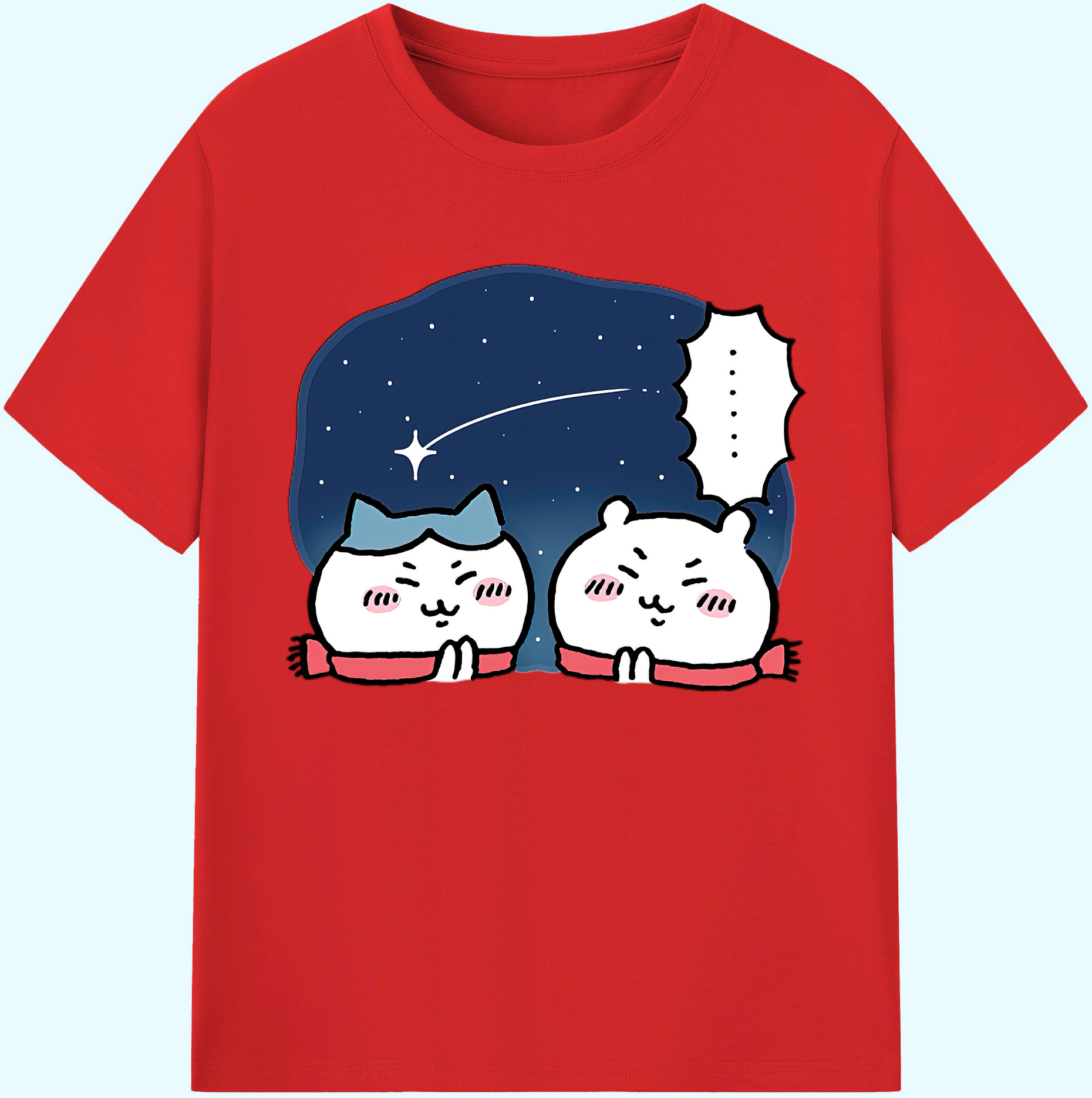 （画像用） ちいかわ ハチワレ Chii-kawa hachiware 綿100％ メンズ半袖Tシャツ｜肌触りやわらか＆通気性
