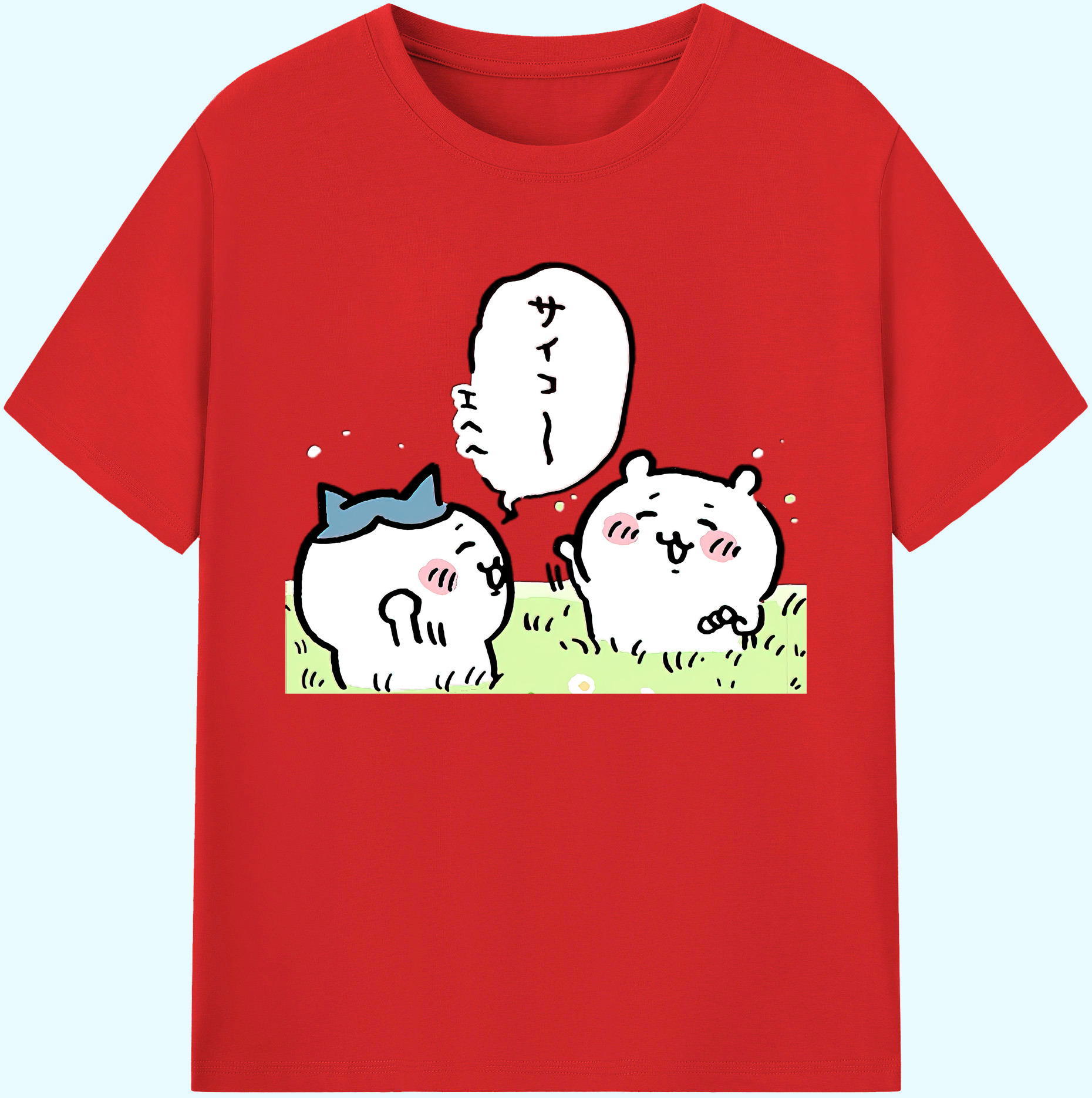 （画像用） ちいかわ ちいかわ Chii-kawa chiikawa 綿100％ メンズ半袖Tシャツ｜肌触りやわらか＆通気性