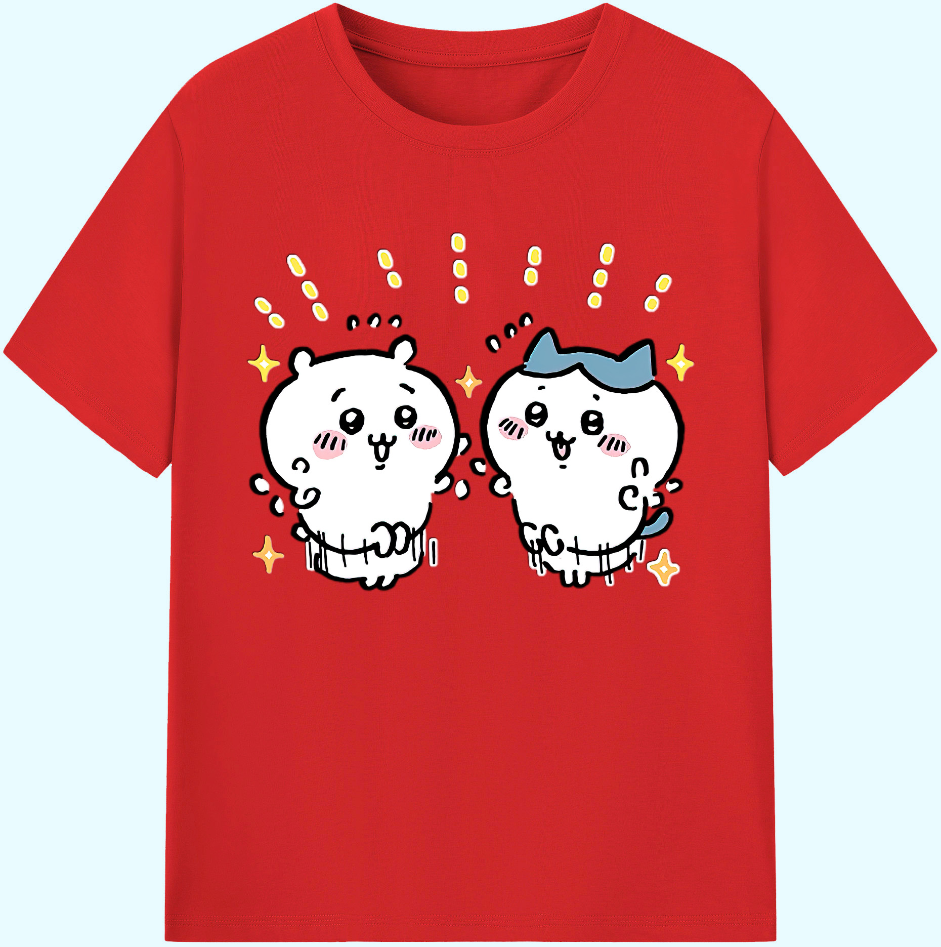 （画像用） ちいかわ ハチワレ Chii-kawa hachiware 綿100％ メンズ半袖Tシャツ｜肌触りやわらか＆通気性
