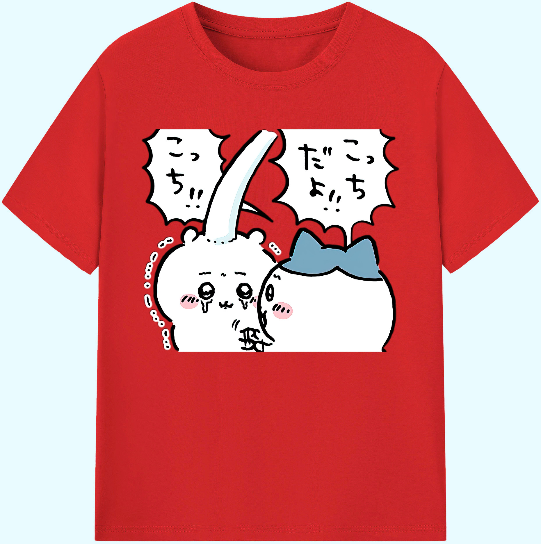 （画像用） ちいかわ ハチワレ Chii-kawa hachiware 綿100％ メンズ半袖Tシャツ｜肌触りやわらか＆通気性