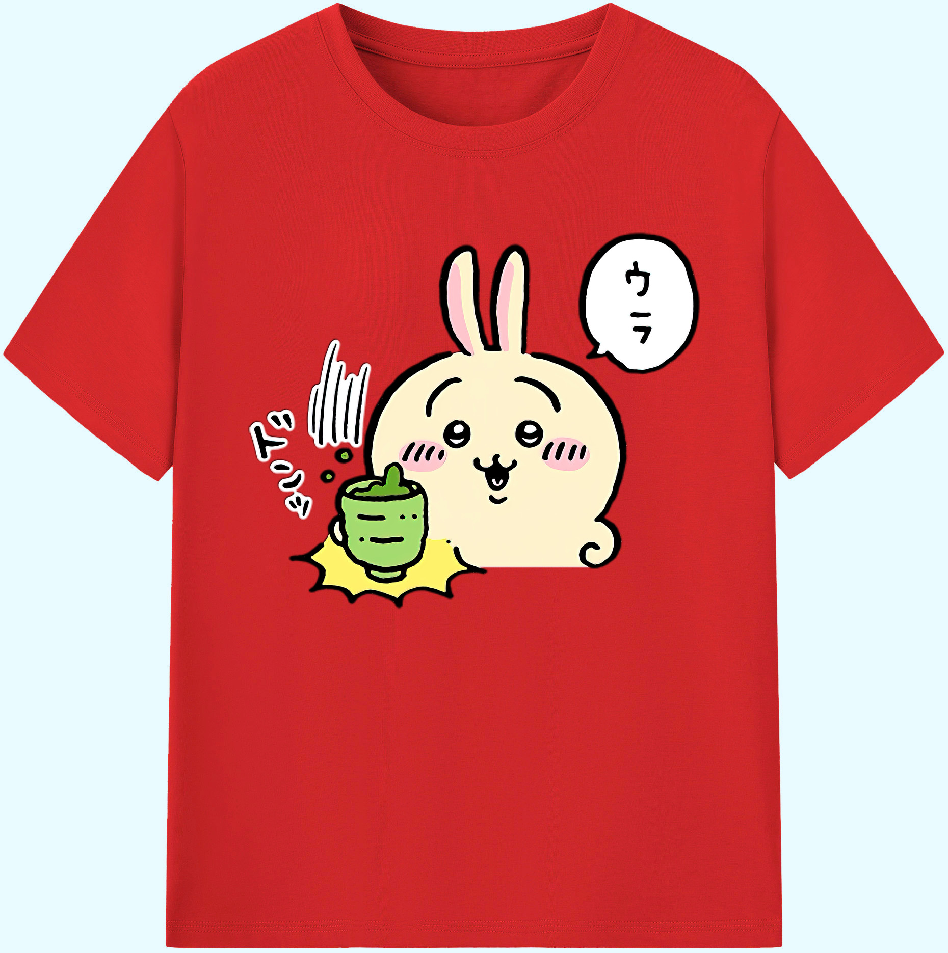 （画像用） ちいかわ うさぎ Chii-kawa usagi 綿100％ メンズ半袖Tシャツ｜肌触りやわらか＆通気性