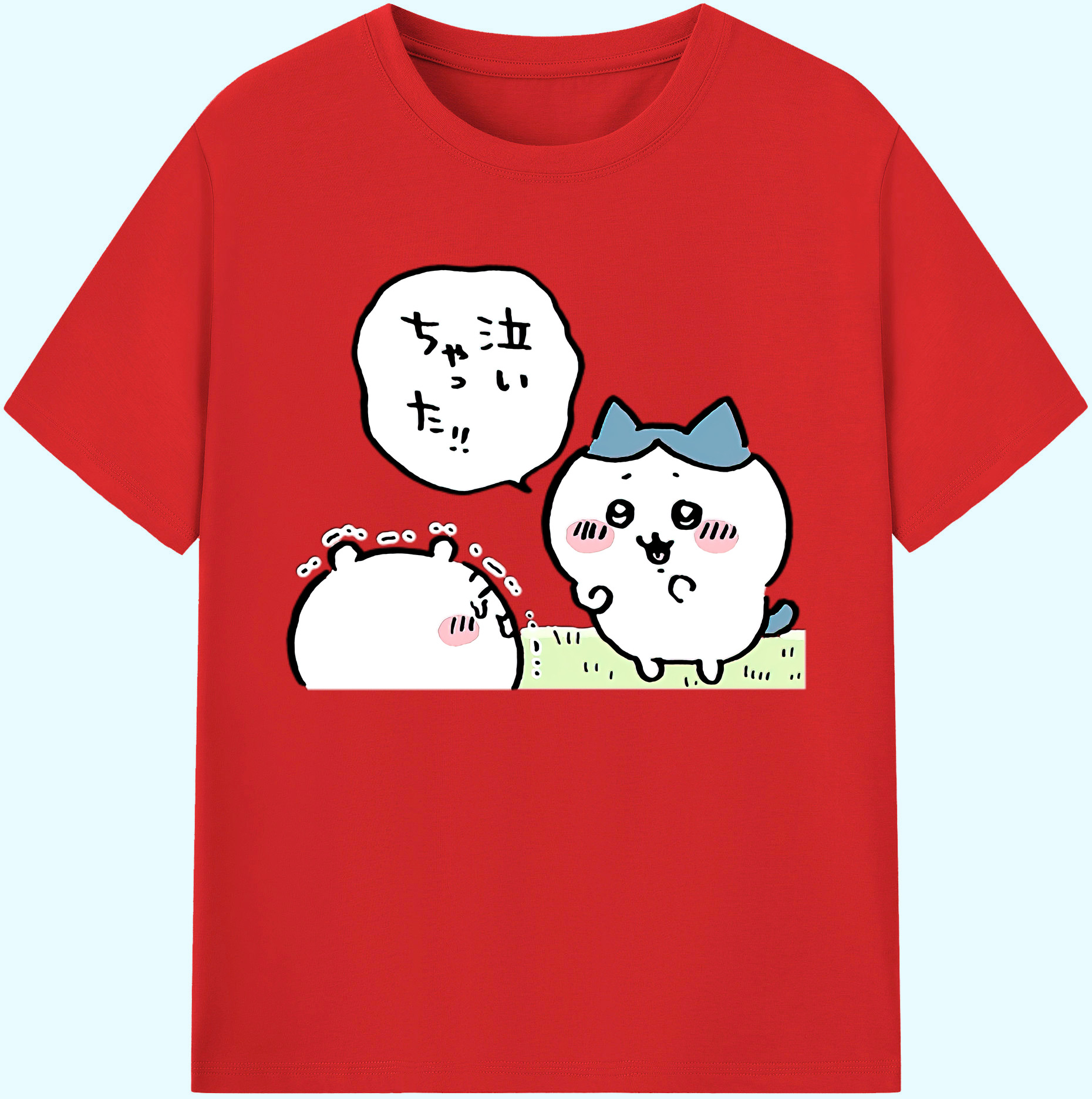 （画像用） ちいかわ ハチワレ Chii-kawa hachiware 綿100％ メンズ半袖Tシャツ｜肌触りやわらか＆通気性