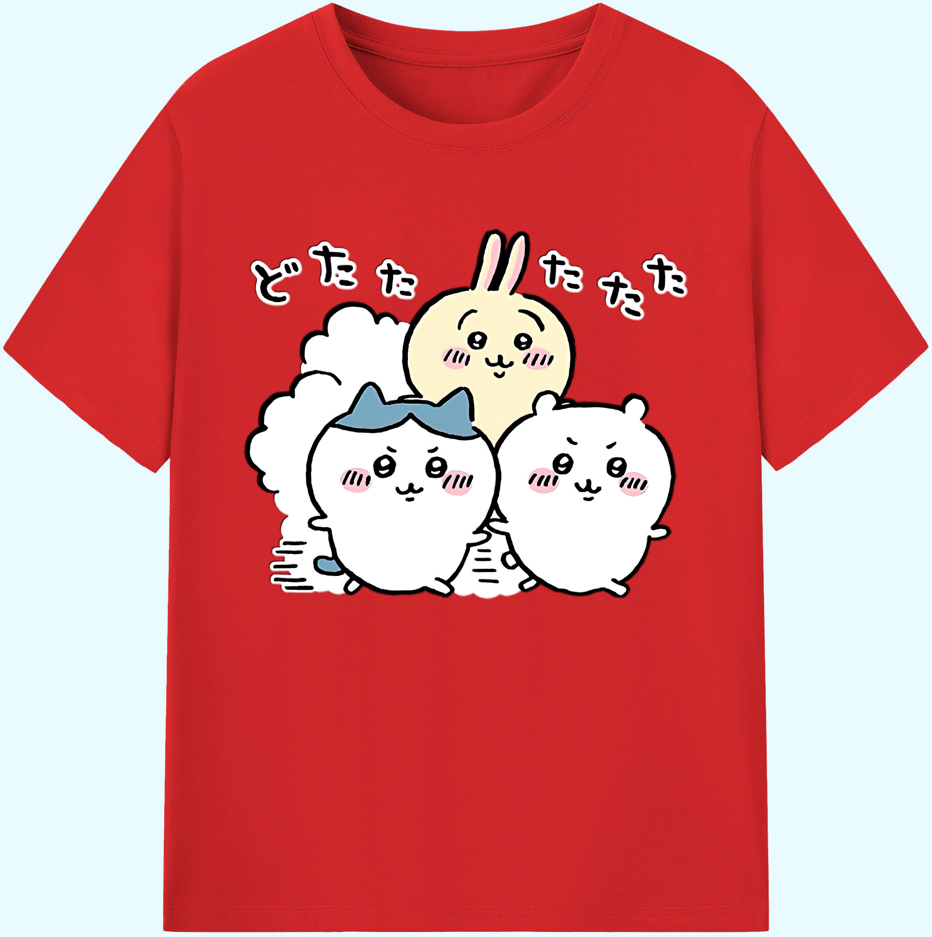 （画像用） ちいかわ ハチワレ Chii-kawa hachiware 綿100％ メンズ半袖Tシャツ｜肌触りやわらか＆通気性