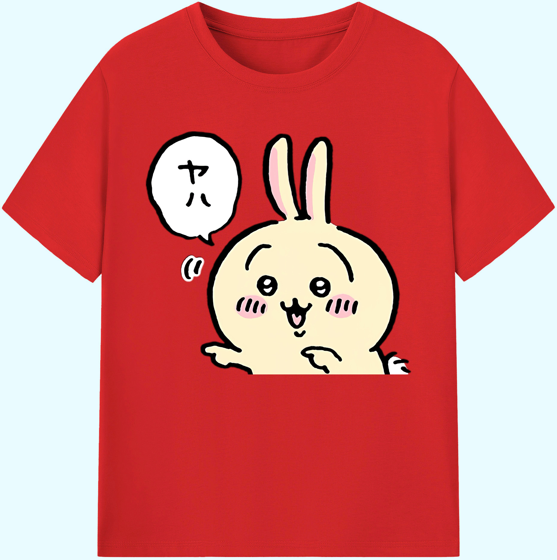 （画像用） ちいかわ うさぎ Chii-kawa usagi 綿100％ メンズ半袖Tシャツ｜肌触りやわらか＆通気性