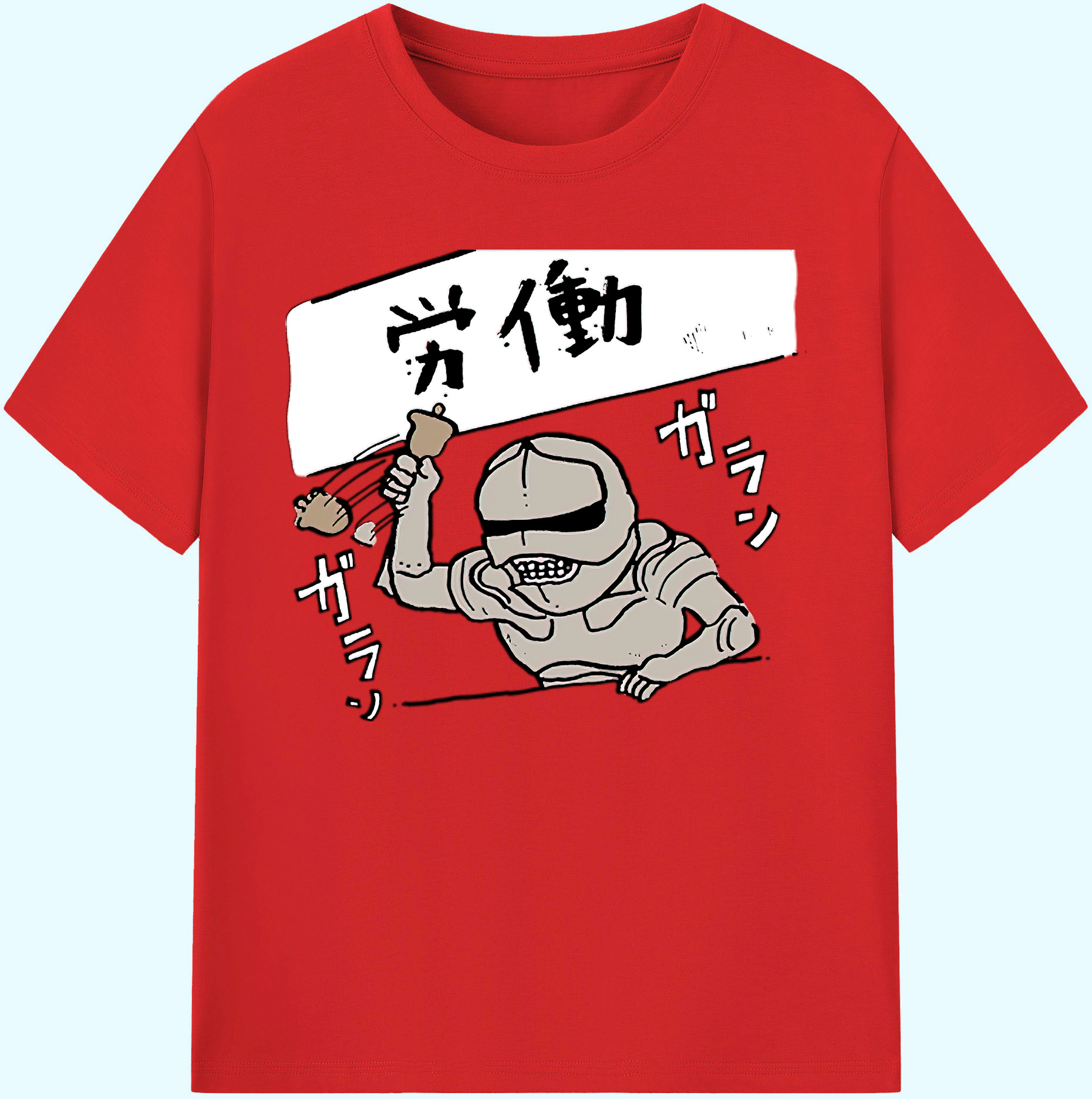 （画像用） ちいかわ 労働の鎧さん Chii-kawa Mr. Armor of Labor 綿100％ メンズ半袖Tシャツ｜肌触りやわらか＆通気性