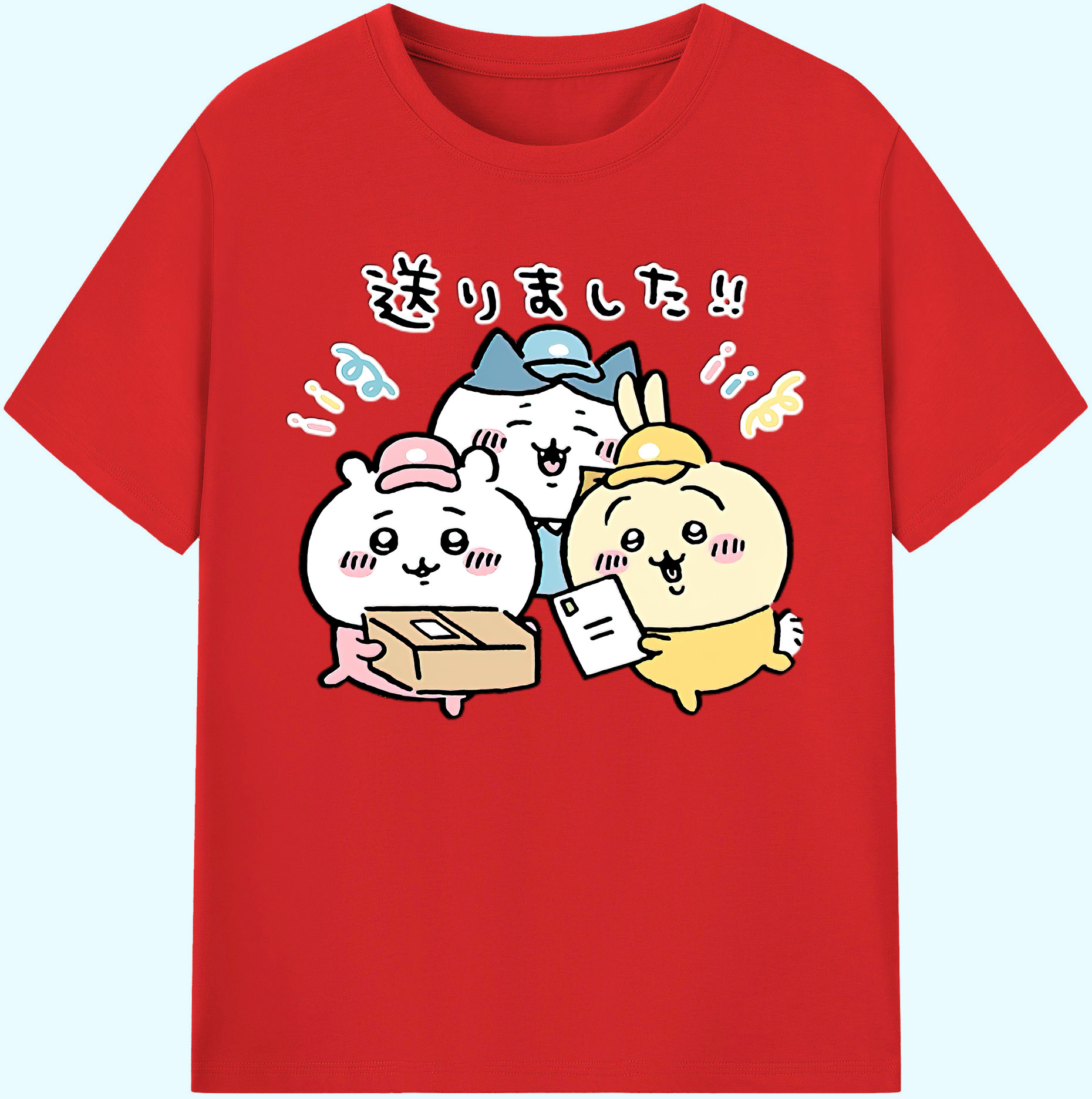 （画像用） ちいかわ ハチワレ Chii-kawa hachiware 綿100％ メンズ半袖Tシャツ｜肌触りやわらか＆通気性