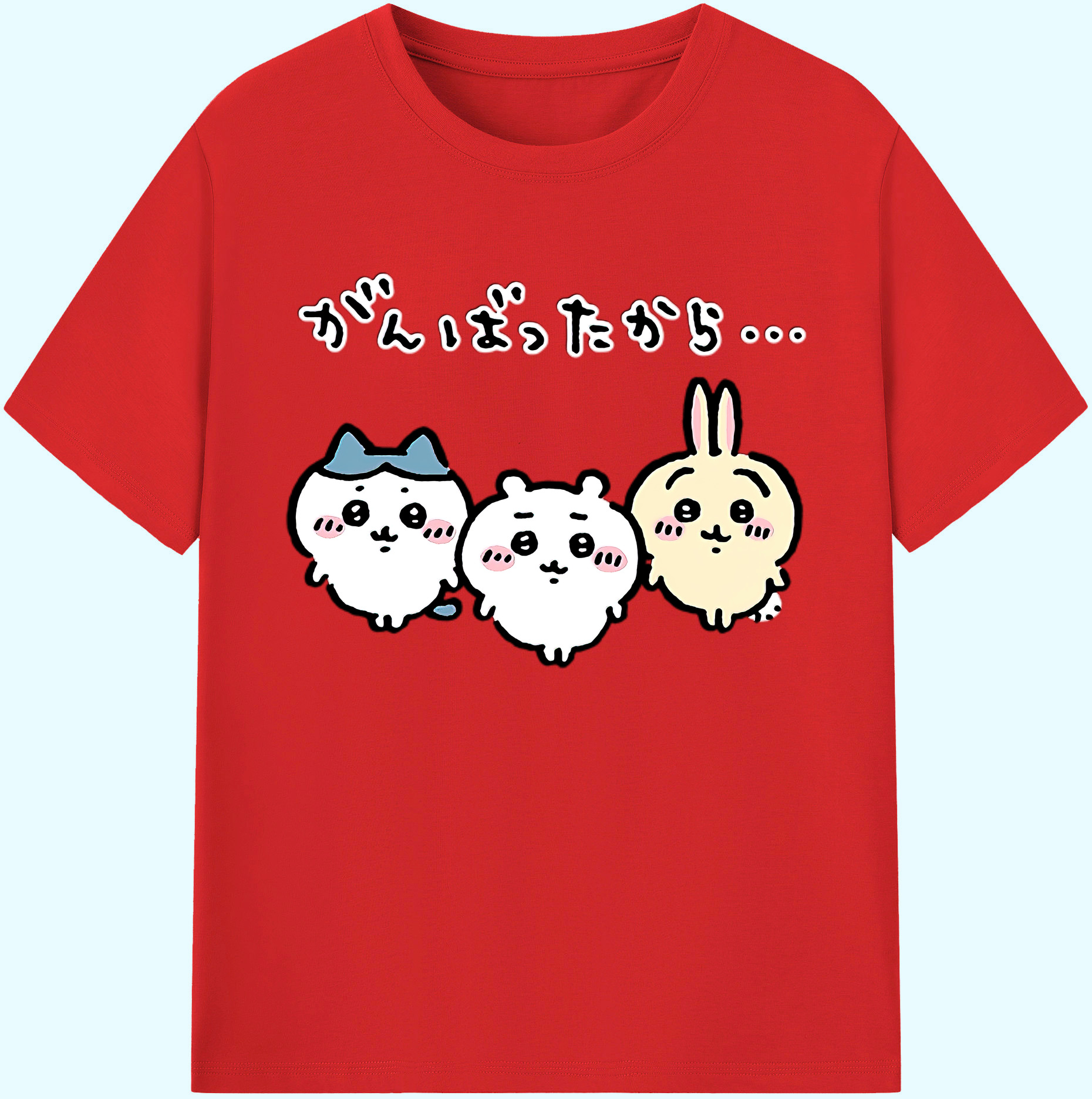 （画像用） ちいかわ ハチワレ Chii-kawa hachiware 綿100％ メンズ半袖Tシャツ｜肌触りやわらか＆通気性
