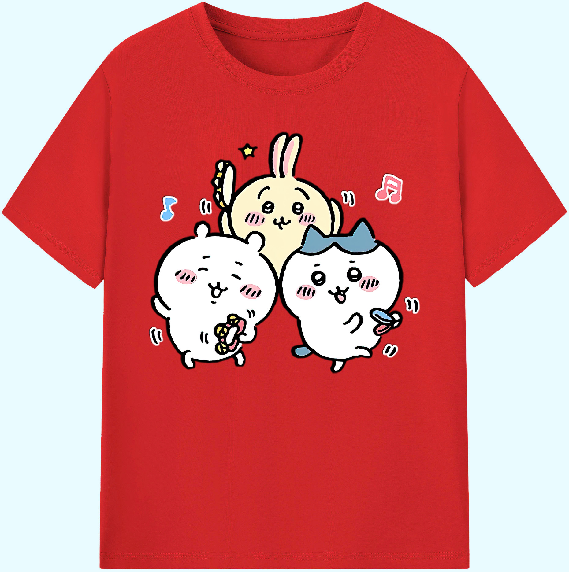 （画像用） ちいかわ ハチワレ Chii-kawa hachiware 綿100％ メンズ半袖Tシャツ｜肌触りやわらか＆通気性