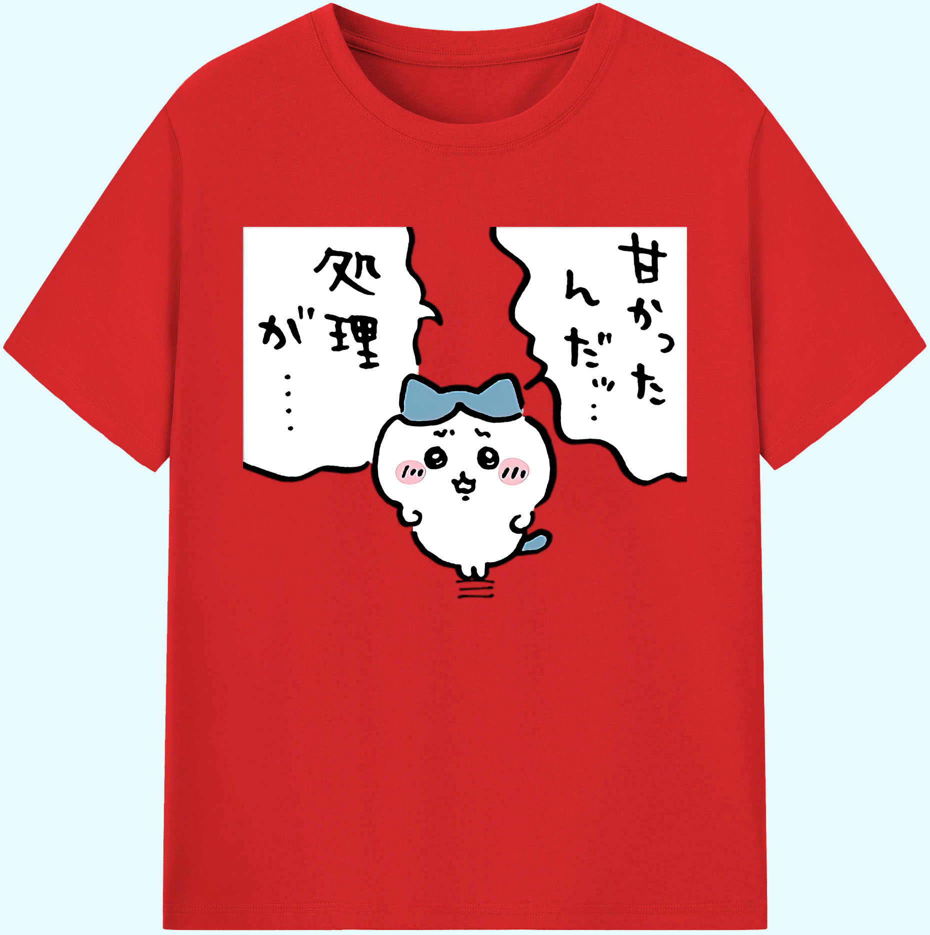 （画像用） ちいかわ ハチワレ Chii-kawa hachiware 綿100％ メンズ半袖Tシャツ｜肌触りやわらか＆通気性