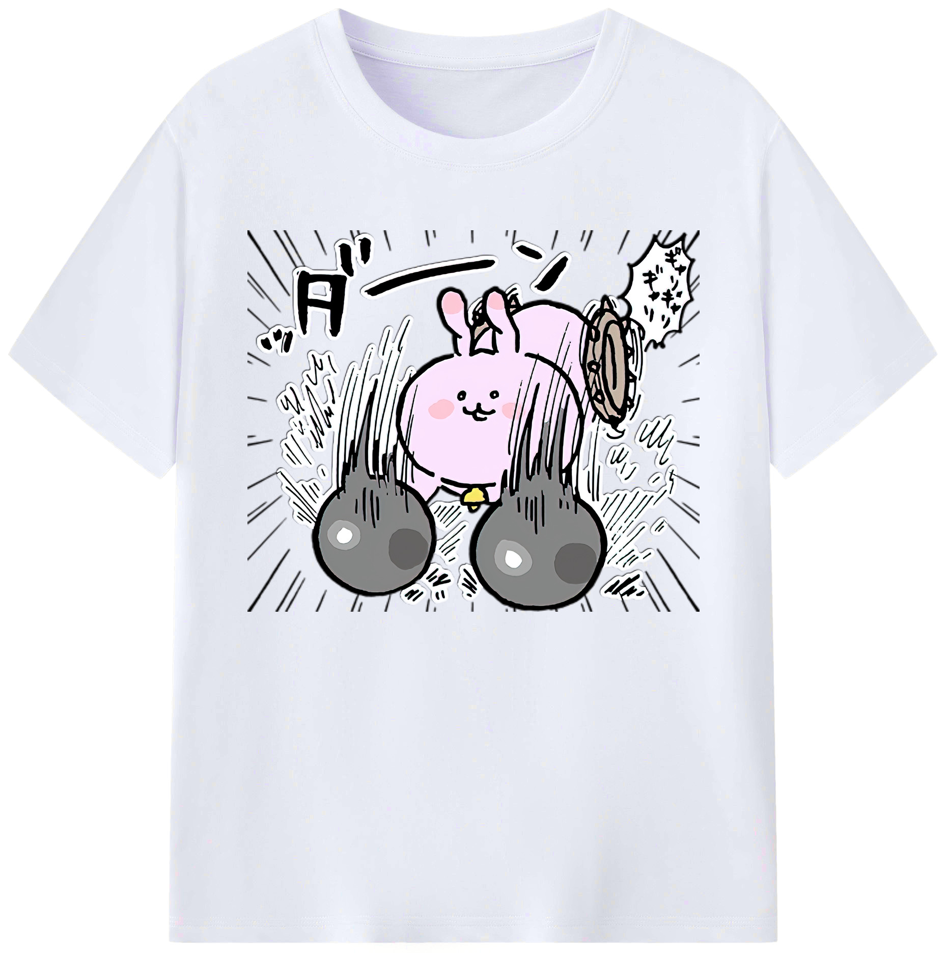 （画像用） ちいかわ うさぎ Chii-kawa usagi 綿100％ メンズ半袖Tシャツ｜肌触りやわらか＆通気性