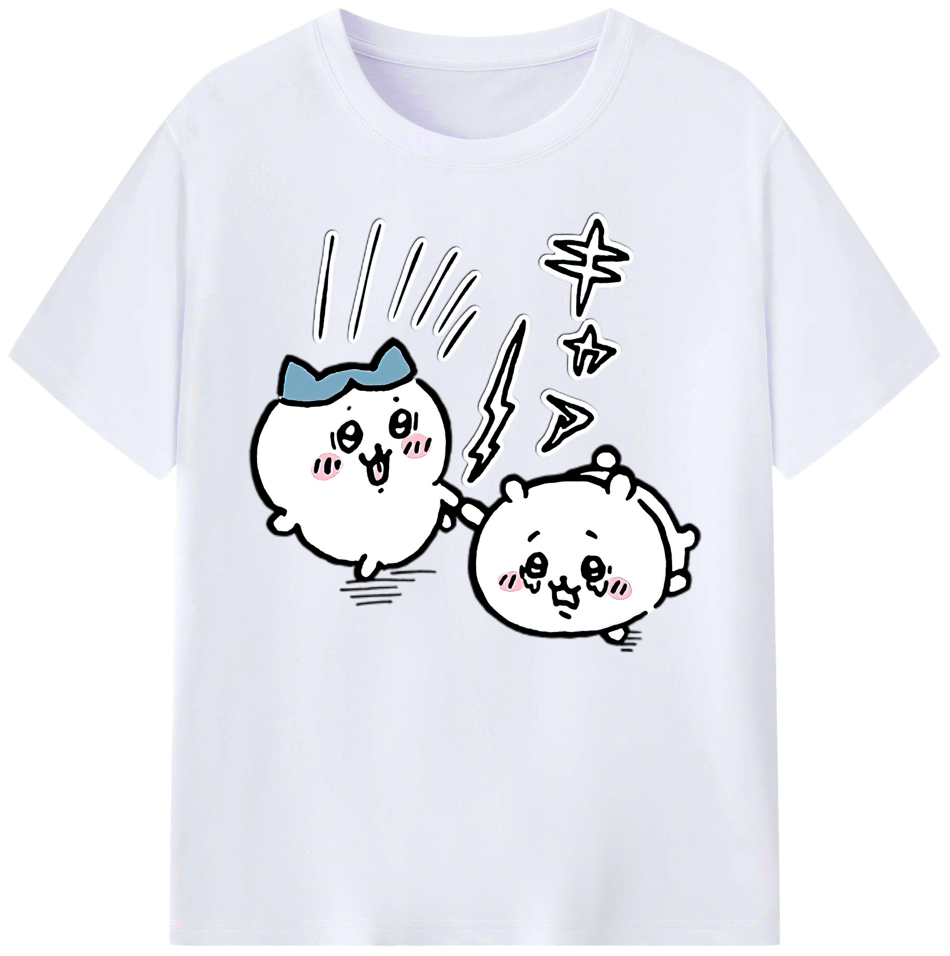 （画像用） ちいかわ ハチワレ Chii-kawa hachiware 綿100％ メンズ半袖Tシャツ｜肌触りやわらか＆通気性