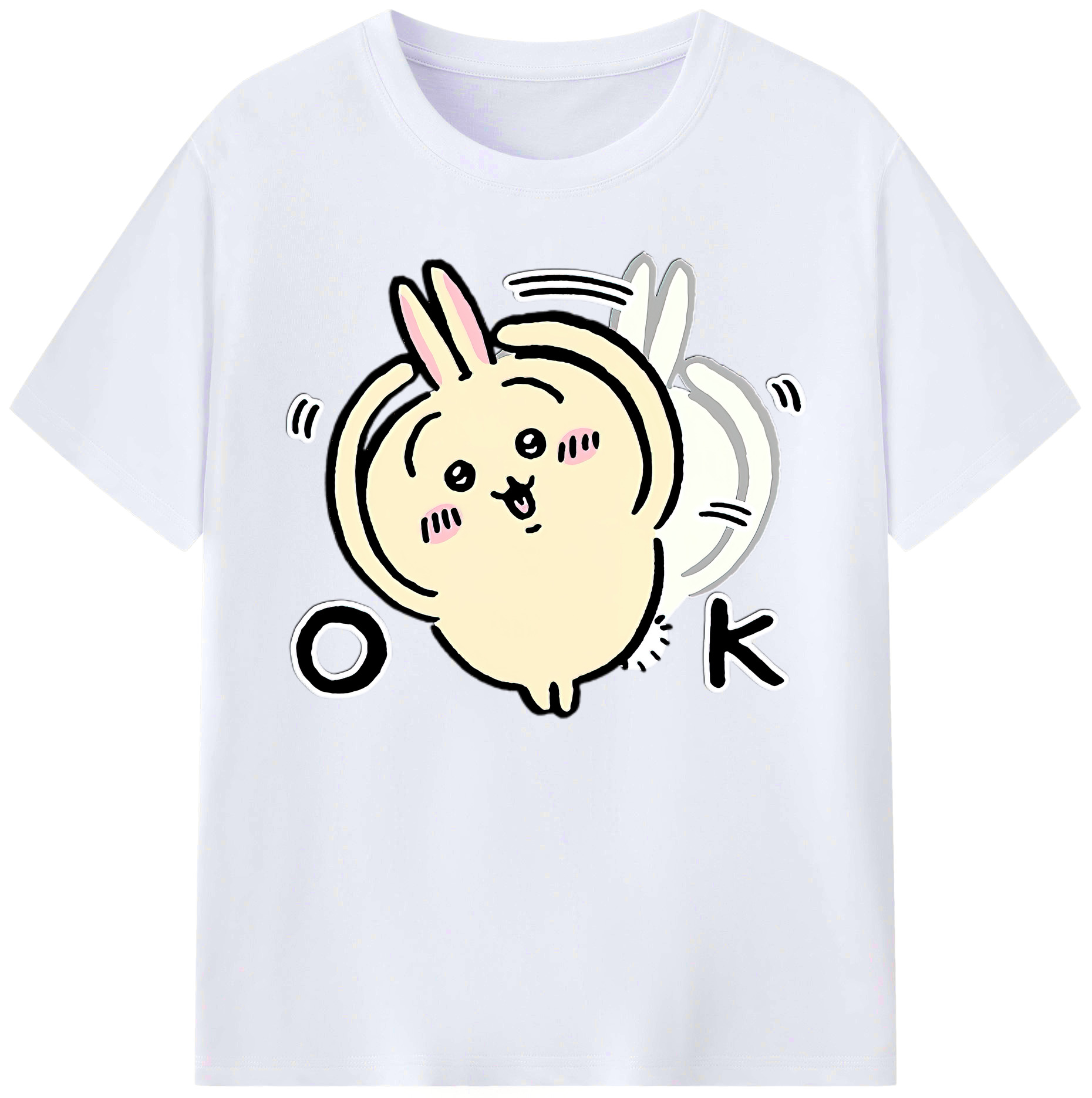 （画像用） ちいかわ うさぎ Chii-kawa usagi 綿100％ メンズ半袖Tシャツ｜肌触りやわらか＆通気性