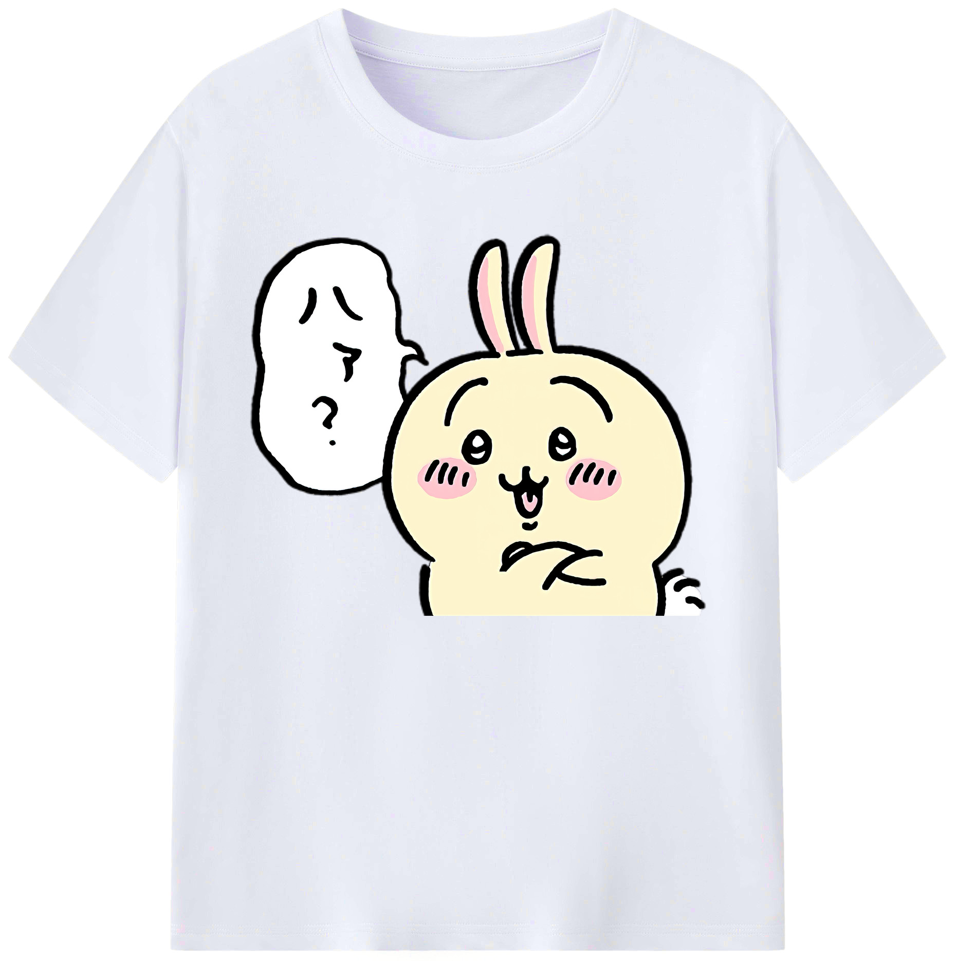 （画像用） ちいかわ うさぎ Chii-kawa usagi 綿100％ メンズ半袖Tシャツ｜肌触りやわらか＆通気性