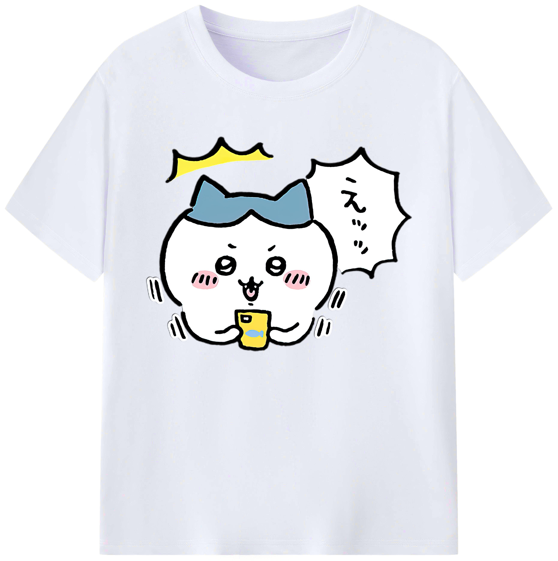 （画像用） ちいかわ ハチワレ Chii-kawa hachiware 綿100％ メンズ半袖Tシャツ｜肌触りやわらか＆通気性