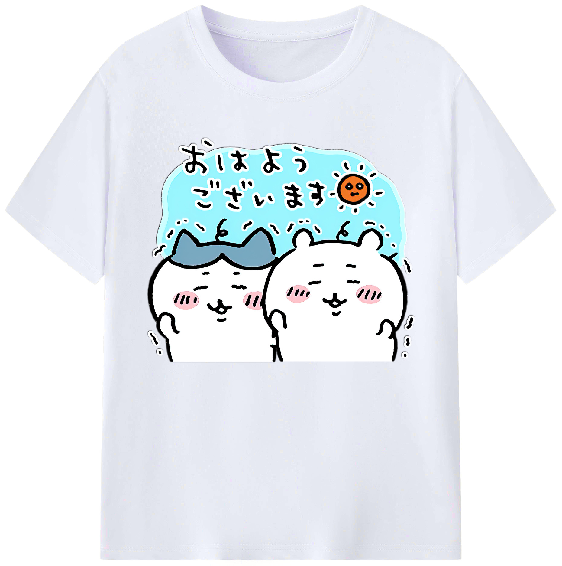 （画像用） ちいかわ ハチワレ Chii-kawa hachiware 綿100％ メンズ半袖Tシャツ｜肌触りやわらか＆通気性